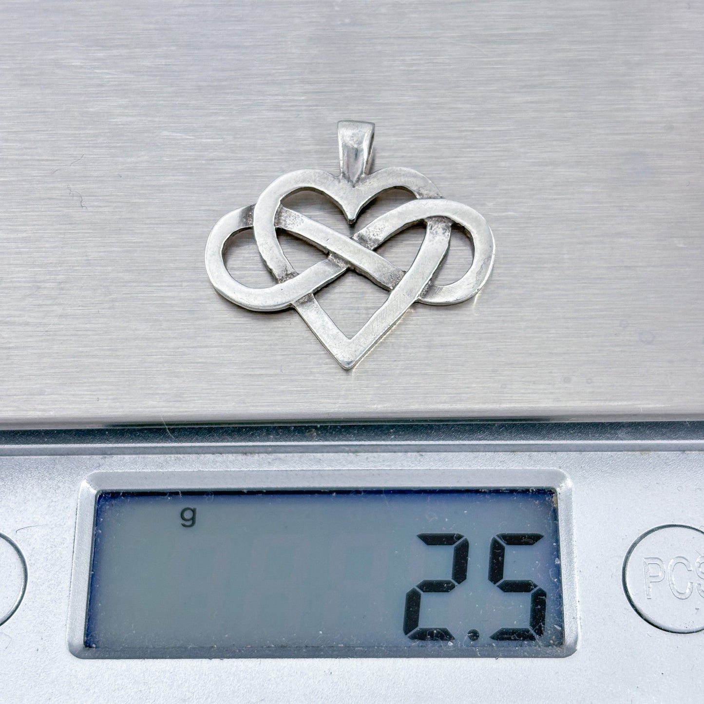 Vintage Sterling Silver 925 Heart Infinity Pendant