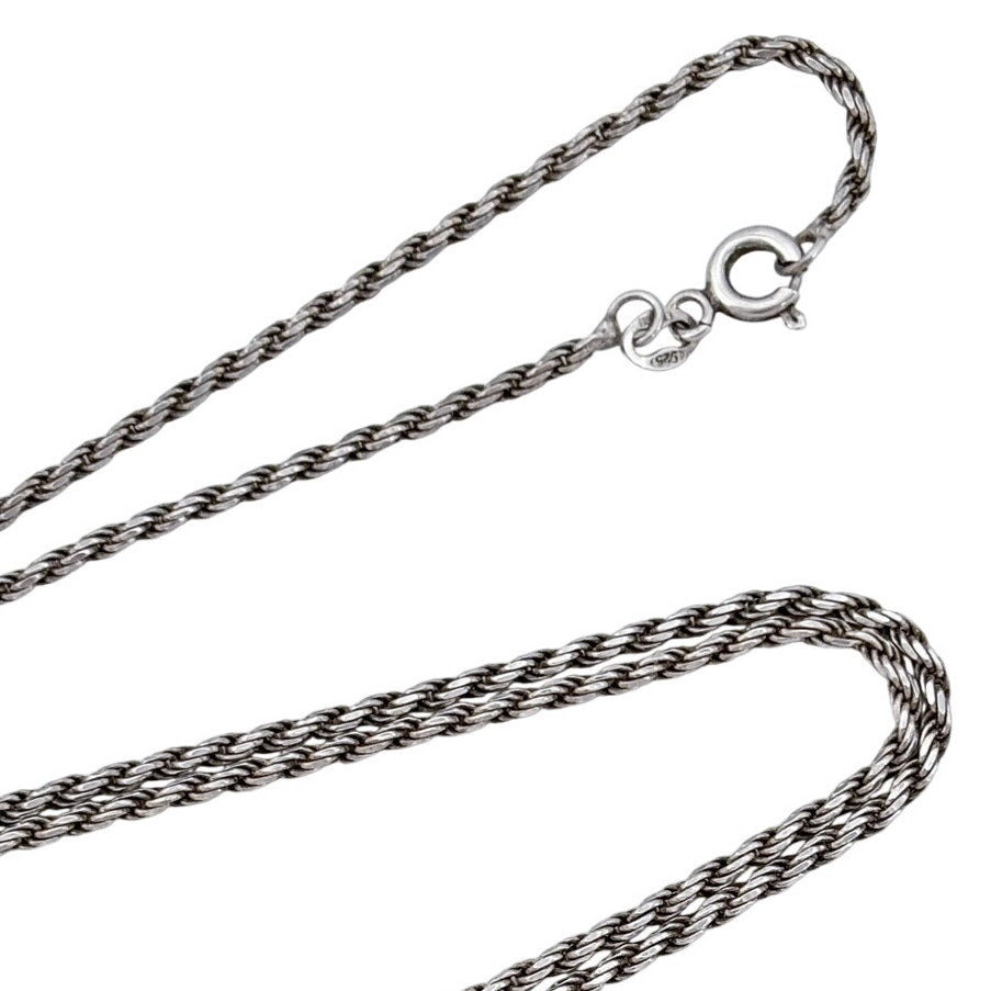 Vintage Italian Sterling Silver 925 Rope Link Chain Necklace 24"