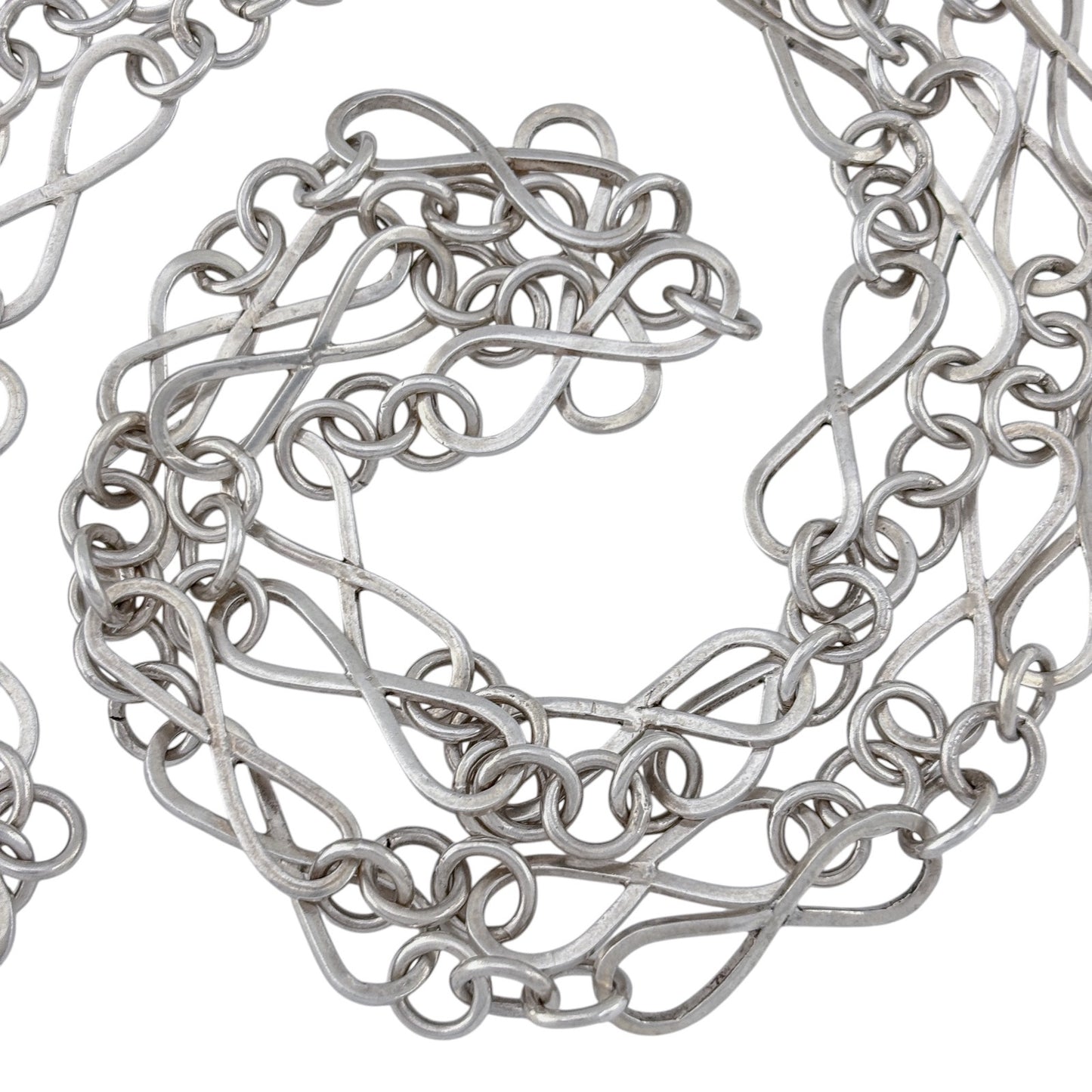 Vintage Sterling Silver 925 Infinity Link Chain Necklace 55"