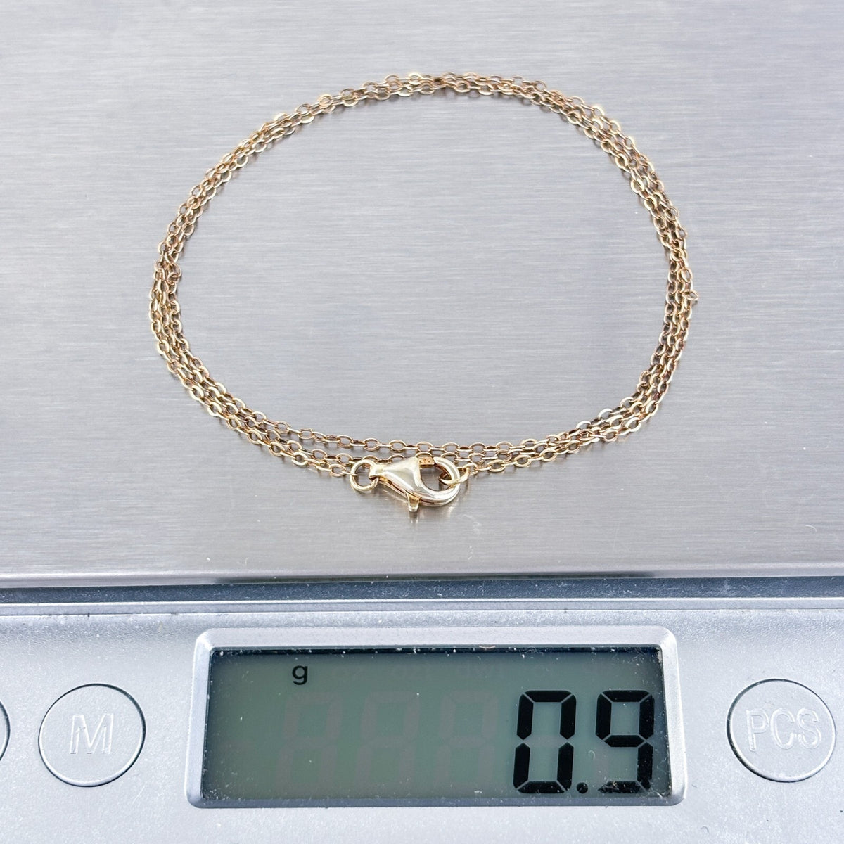 Estate Gold-Tone Sterling Silver 925 Cable Chain Necklace 18"