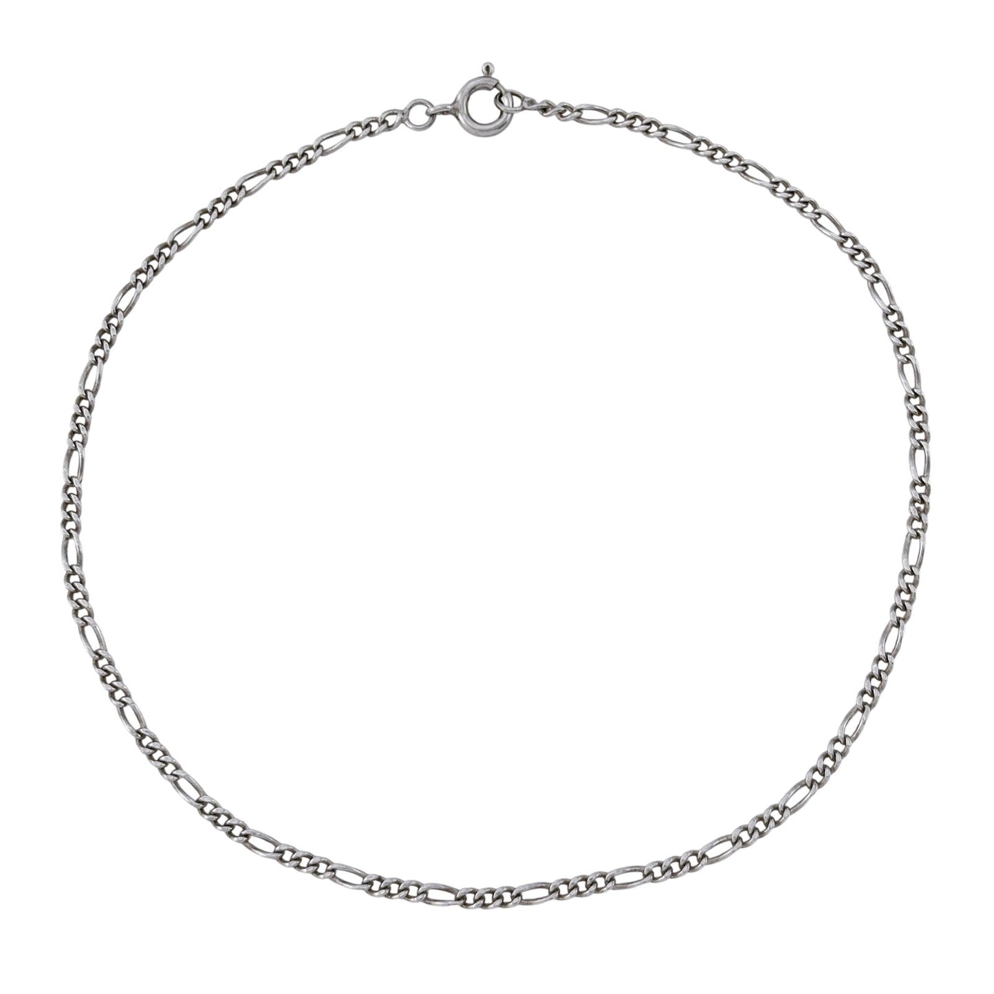 Vintage Sterling Silver 925 Figaro Chain Anklet 10"