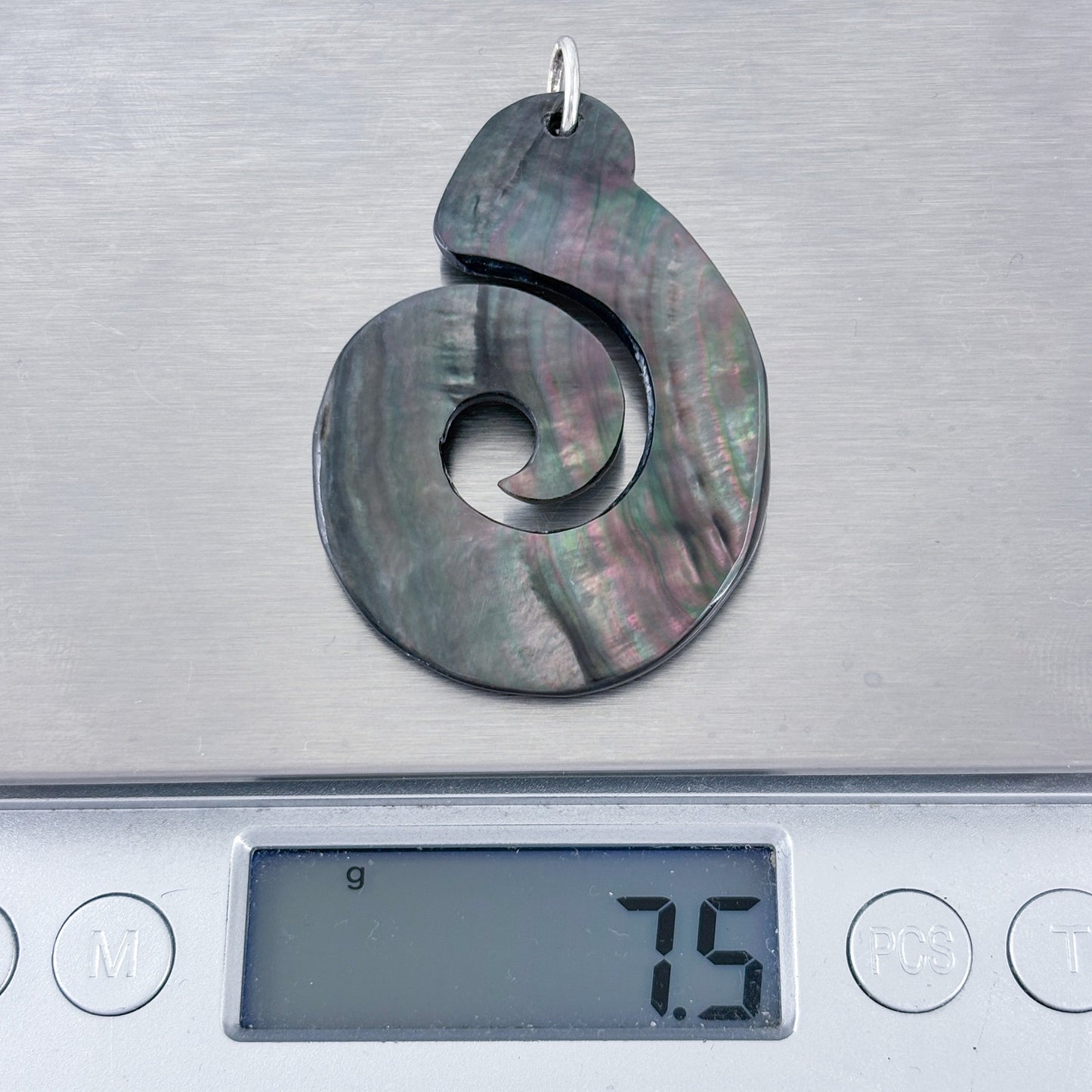 Vintage Sterling Silver 925 Abalone Shell Spiral Pendant