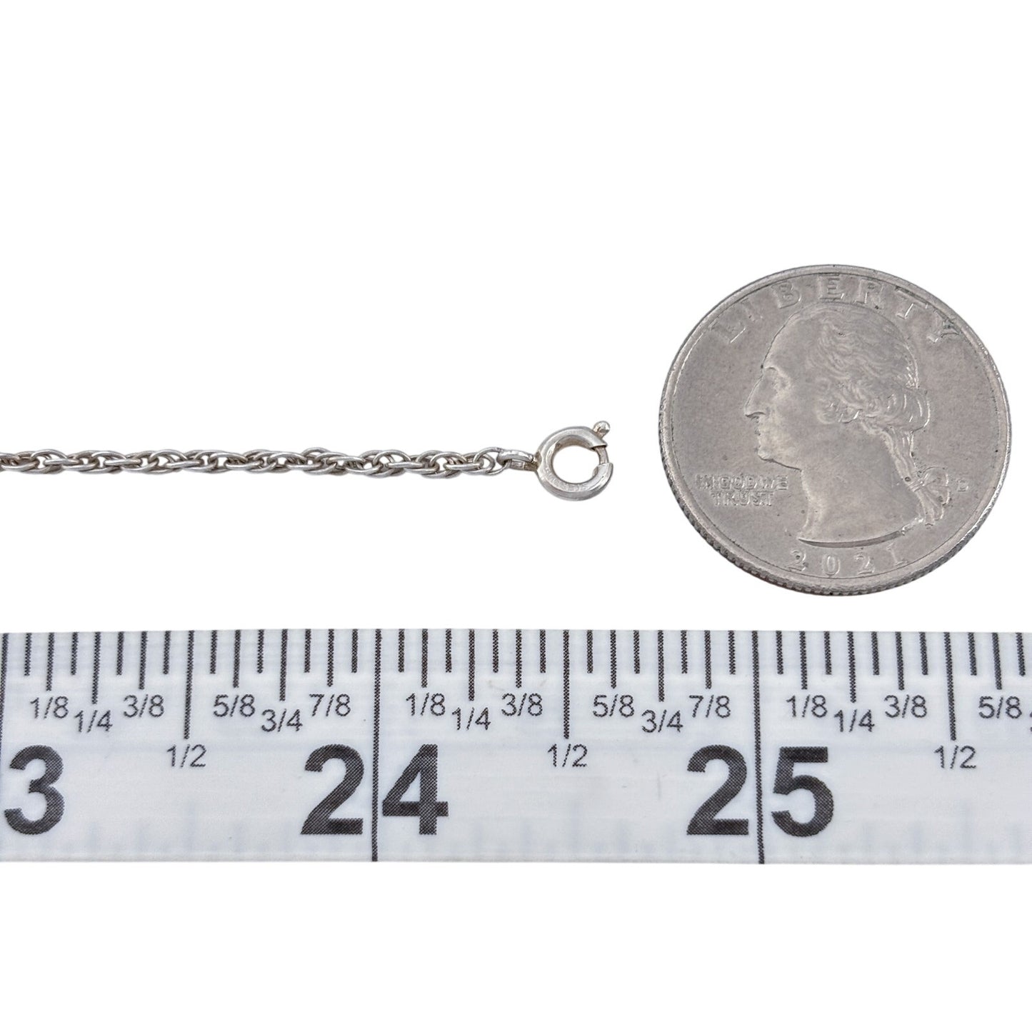 Vintage Sterling Silver 925 Rope Link Chain Necklace 25.5"