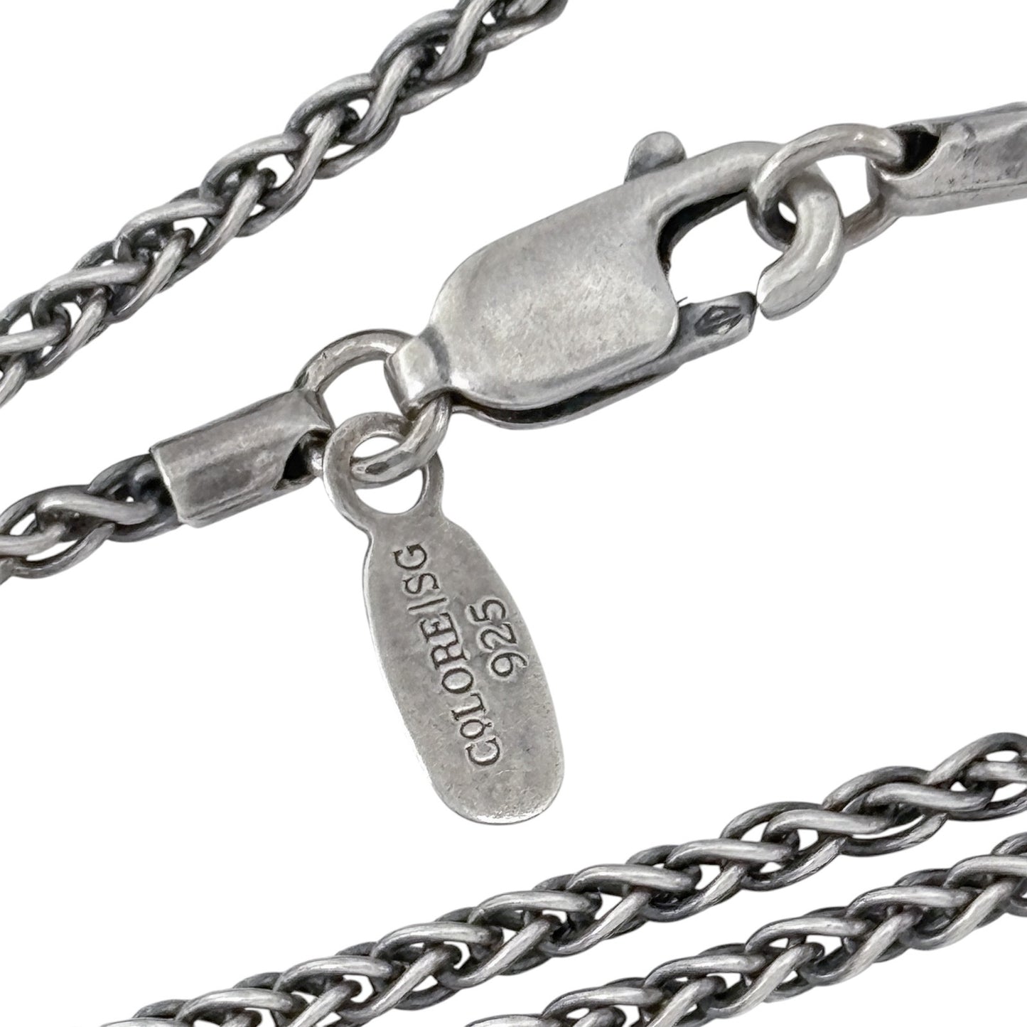 Vintage Sterling Silver 925 Wheat Chain Necklace 18.5"
