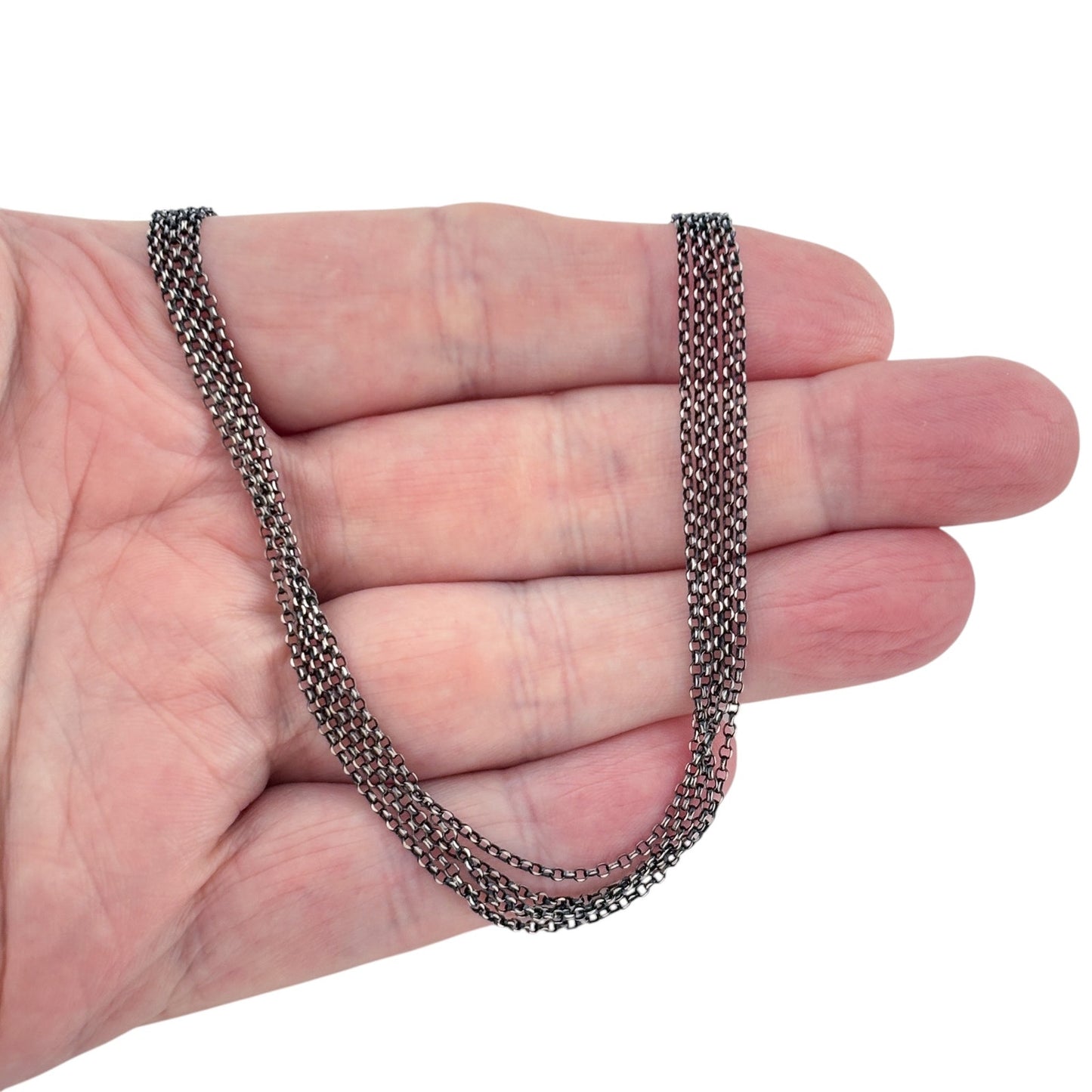 Vintage Sterling Silver 925 Multi Strand Black Cable Necklace 18"