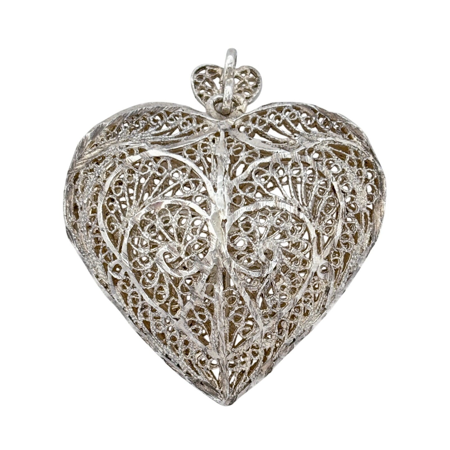 Vintage Sterling Silver 925 Filigree Heart Pendant
