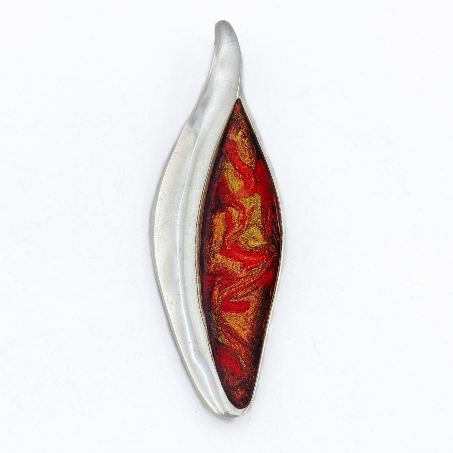 Vintage Sterling Silver 925 Red Gold Resin Pendant