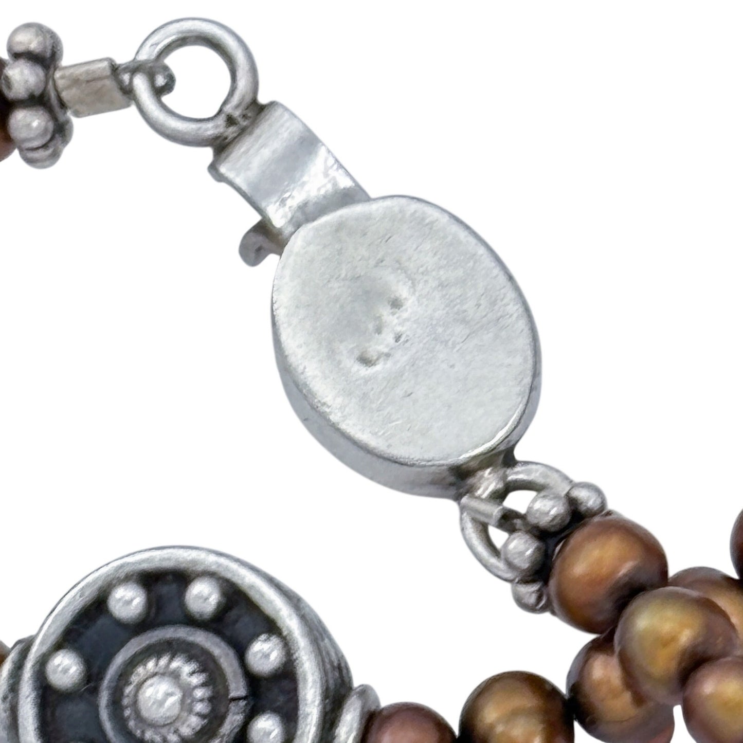 Vintage Sterling Silver 925 Brown Pearl Necklace 18"