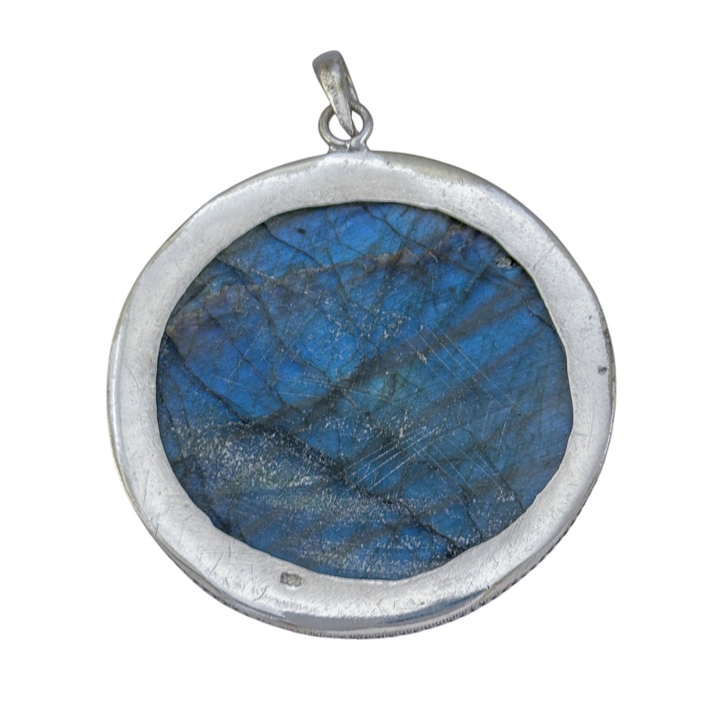 Vintage Sterling Silver 925 Round Labradorite Pendant