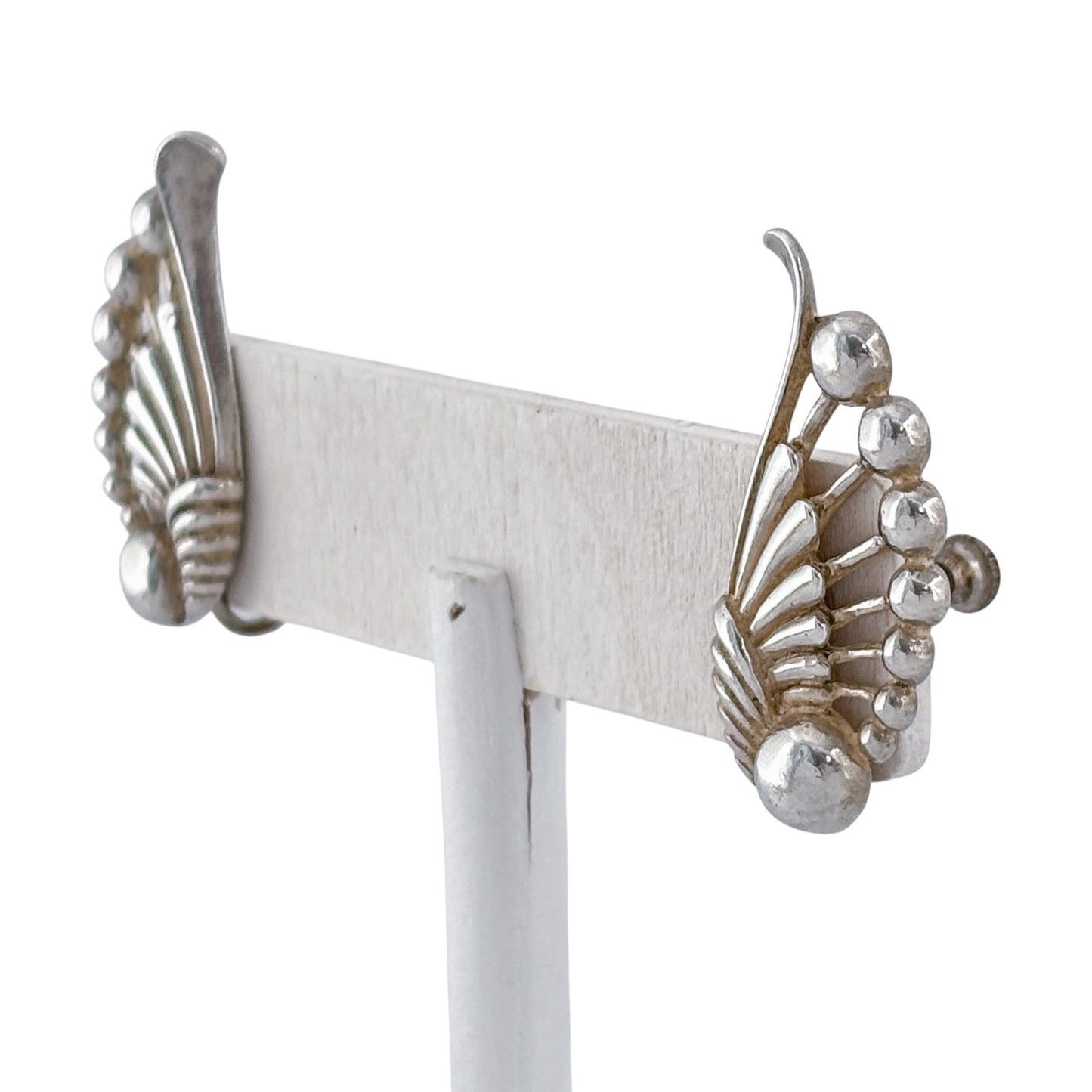Vintage Sterling Silver 925 Wing Screwback Earrings