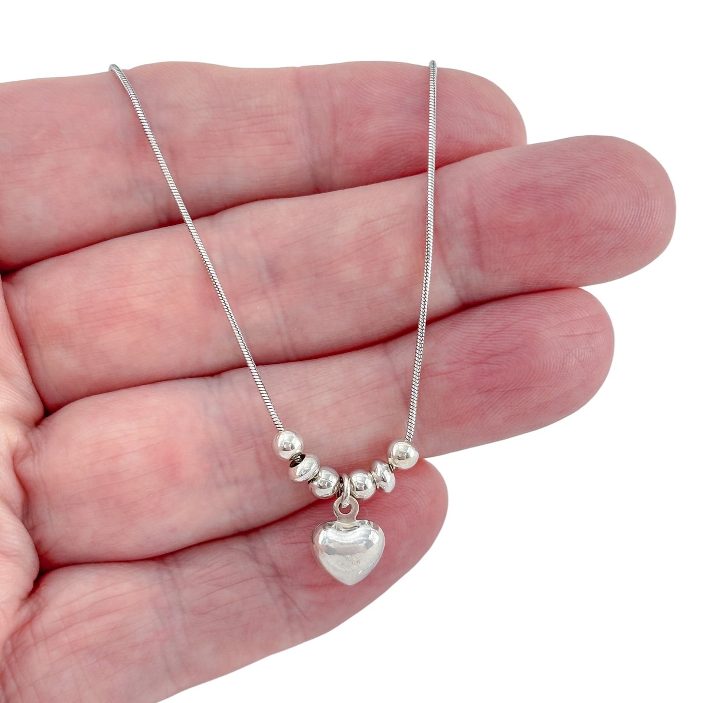 Vintage Sterling Silver 925 Silpada Puffy Heart Pendant Necklace 15.5"