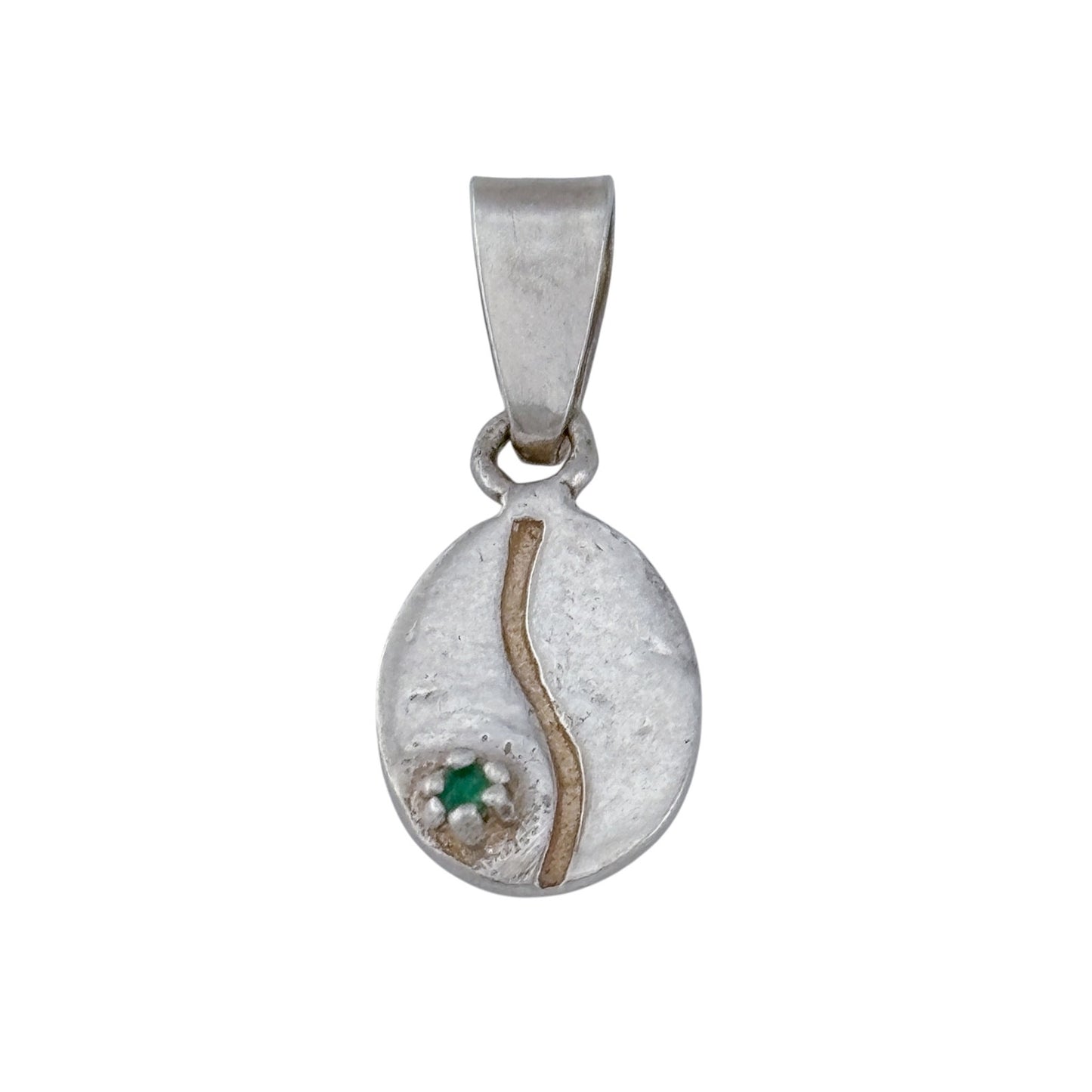 Vintage Sterling Silver 925 Emerald Cubic Zirconia Reversible Pendant