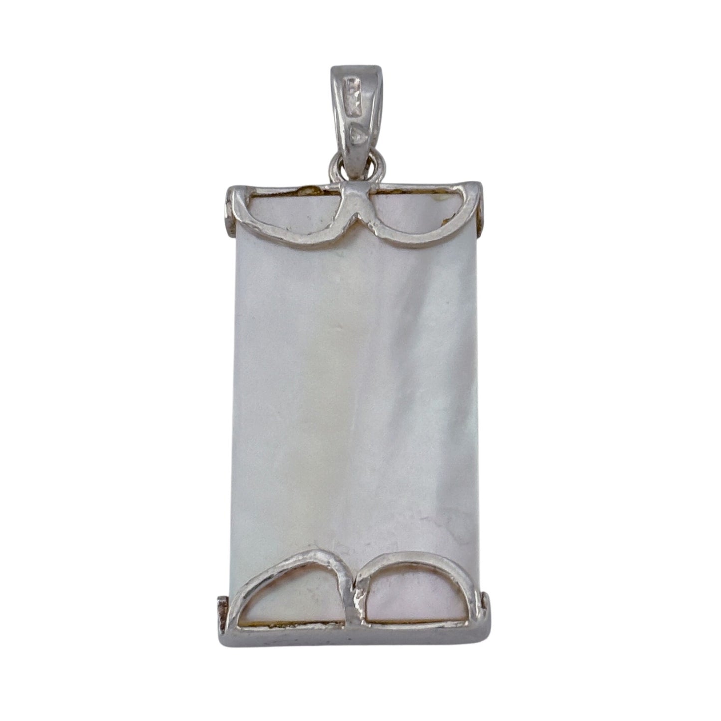 Vintage Sterling Silver 925 MOP Fuk Luk Sau Pendant