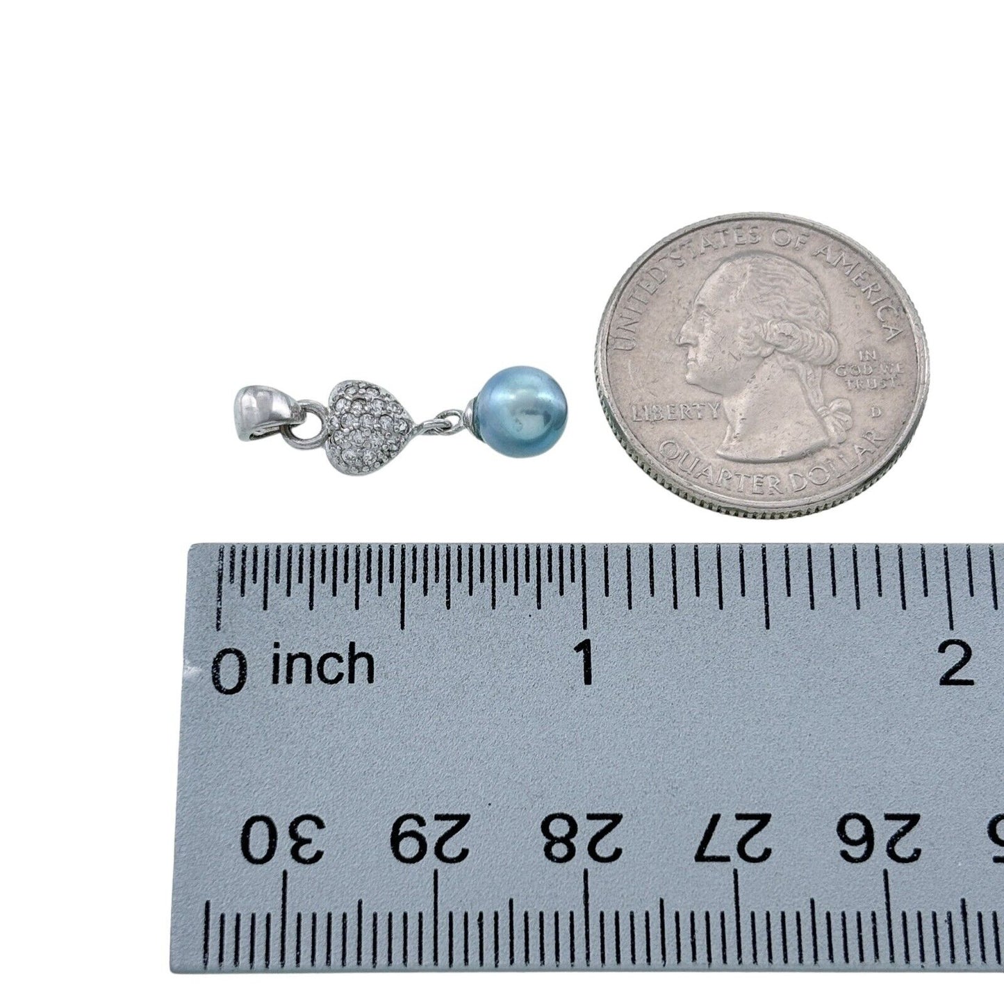 Vintage Sterling Silver 925 Blue Pearl Cubic Zirconia Pendant