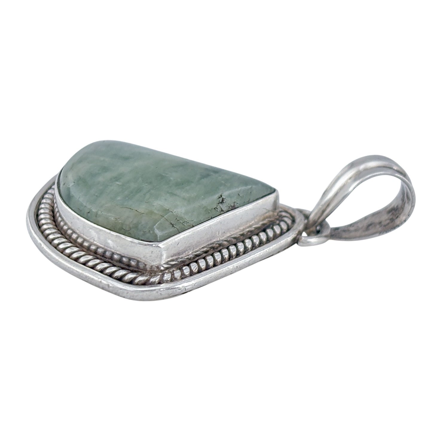 Vintage Sterling Silver 925 Green Aventurine Pendant