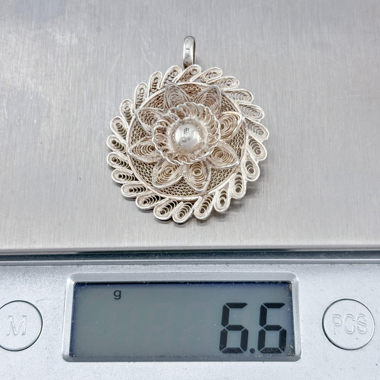 Vintage Sterling Silver 925 Filigree Pendant
