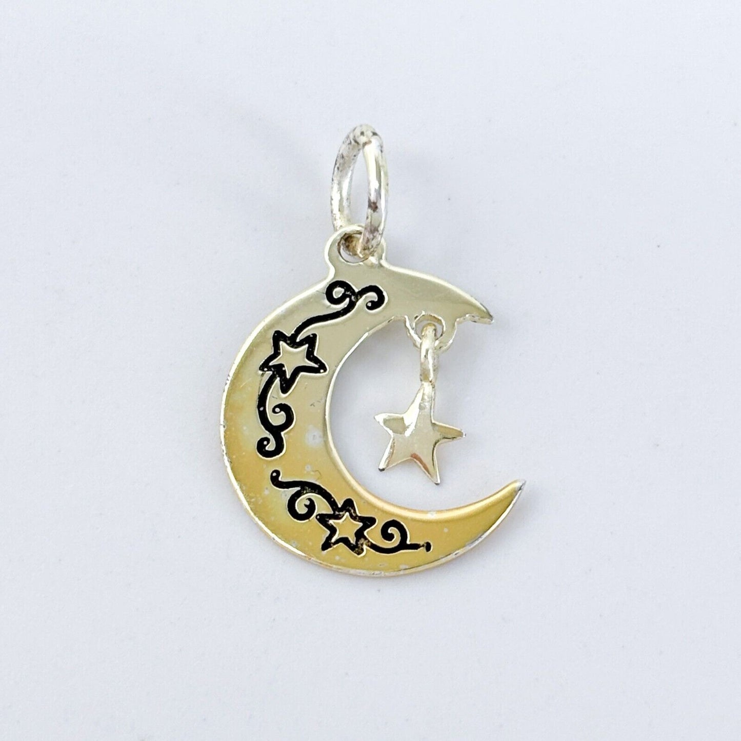 Vintage Gold-Tone Sterling Silver 925 "I Love You To The Moon And Back" Pendant