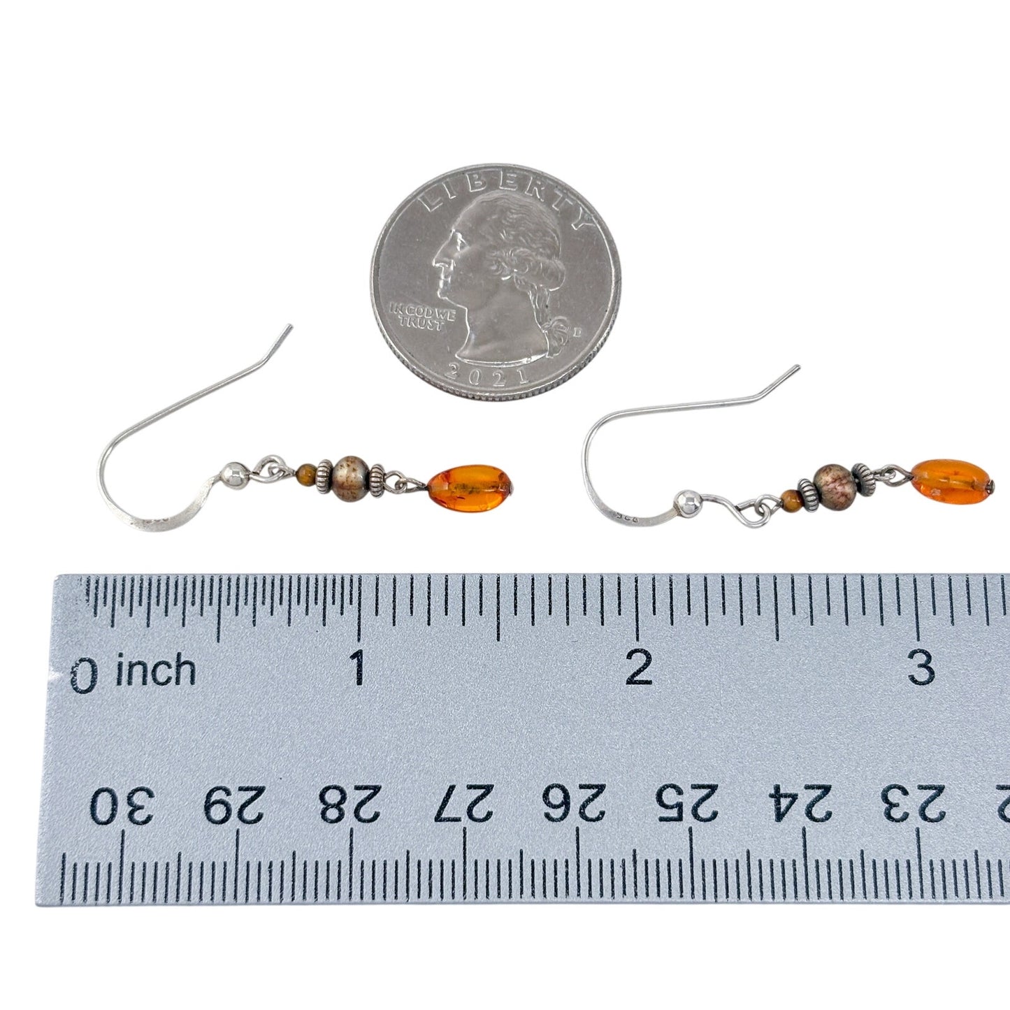 Vintage Sterling Silver 925 Citrine Drop Earrings
