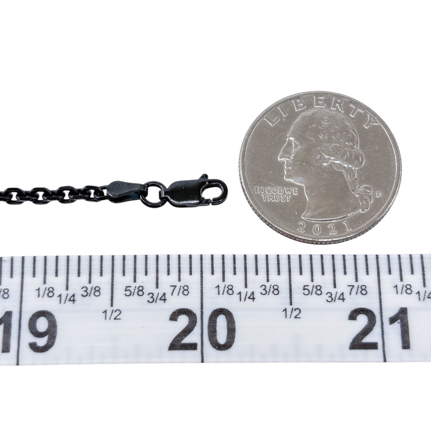Estate Italy Sterling Silver 925 Black Cable Link Chain Necklace 20"