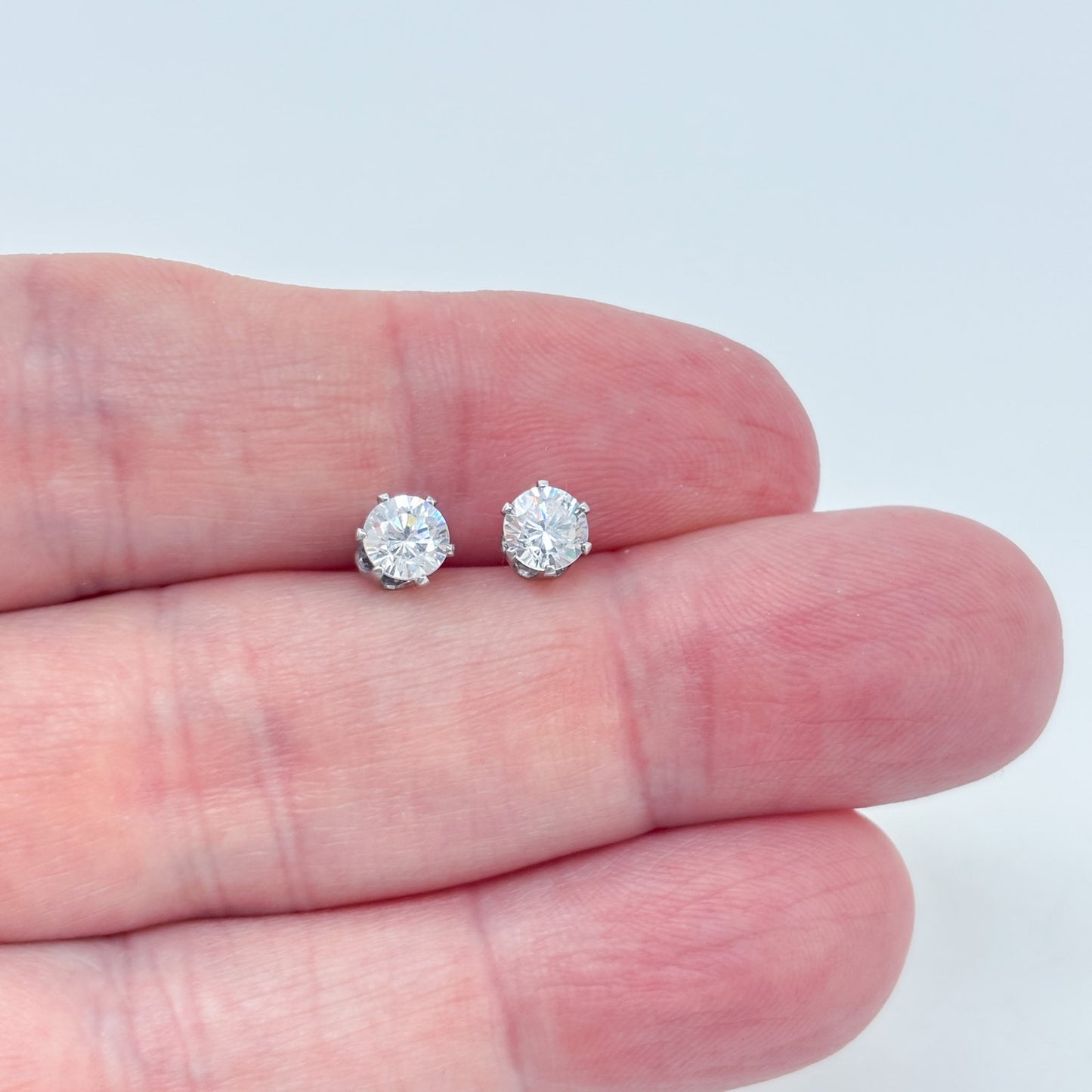 Vintage Sterling Silver 925 Cubic Zirconia Stud Earrings