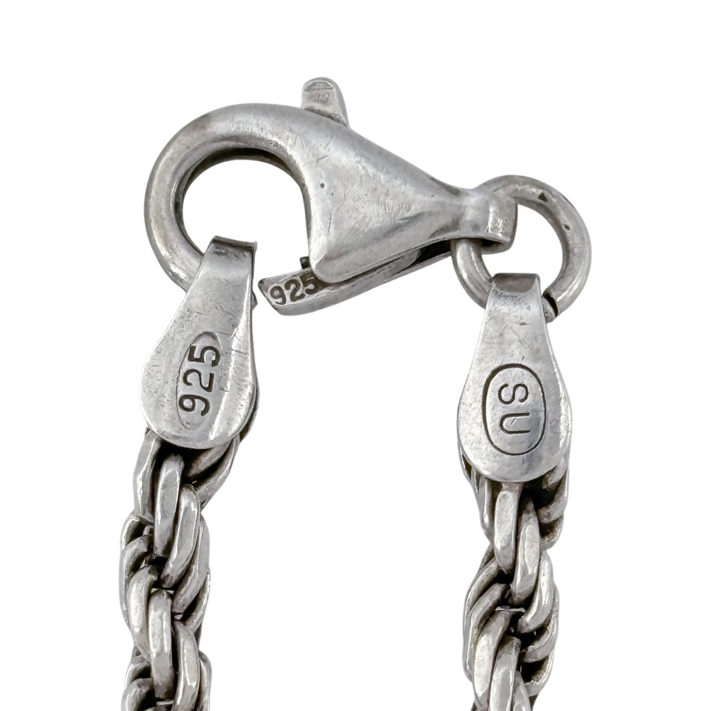 Vintage Italian Sterling Silver 925 Rope Chain Bracelet 7.25"