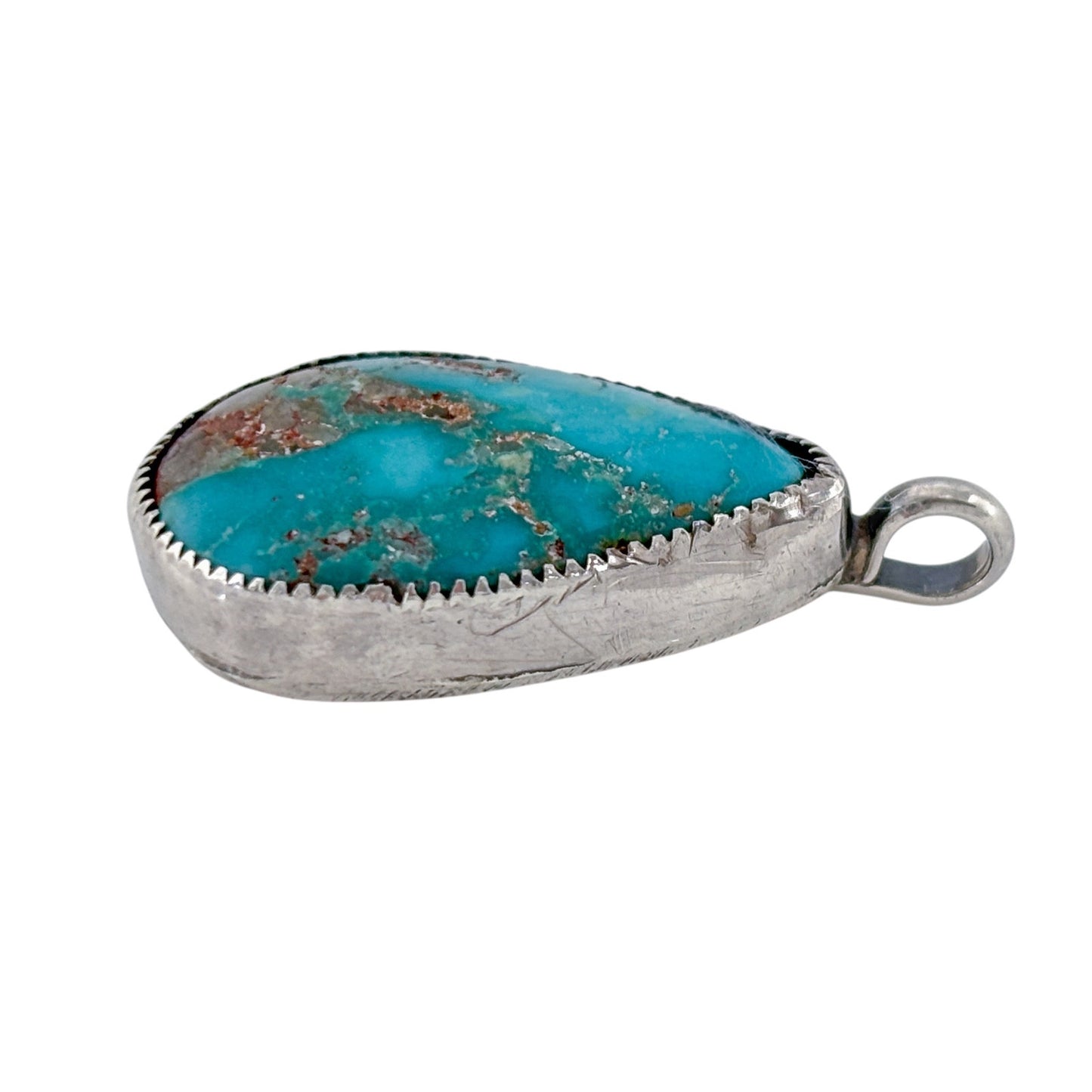 Old Pawn Signed Navajo Sterling Silver 925 Royston Turquoise Teardrop Pendant