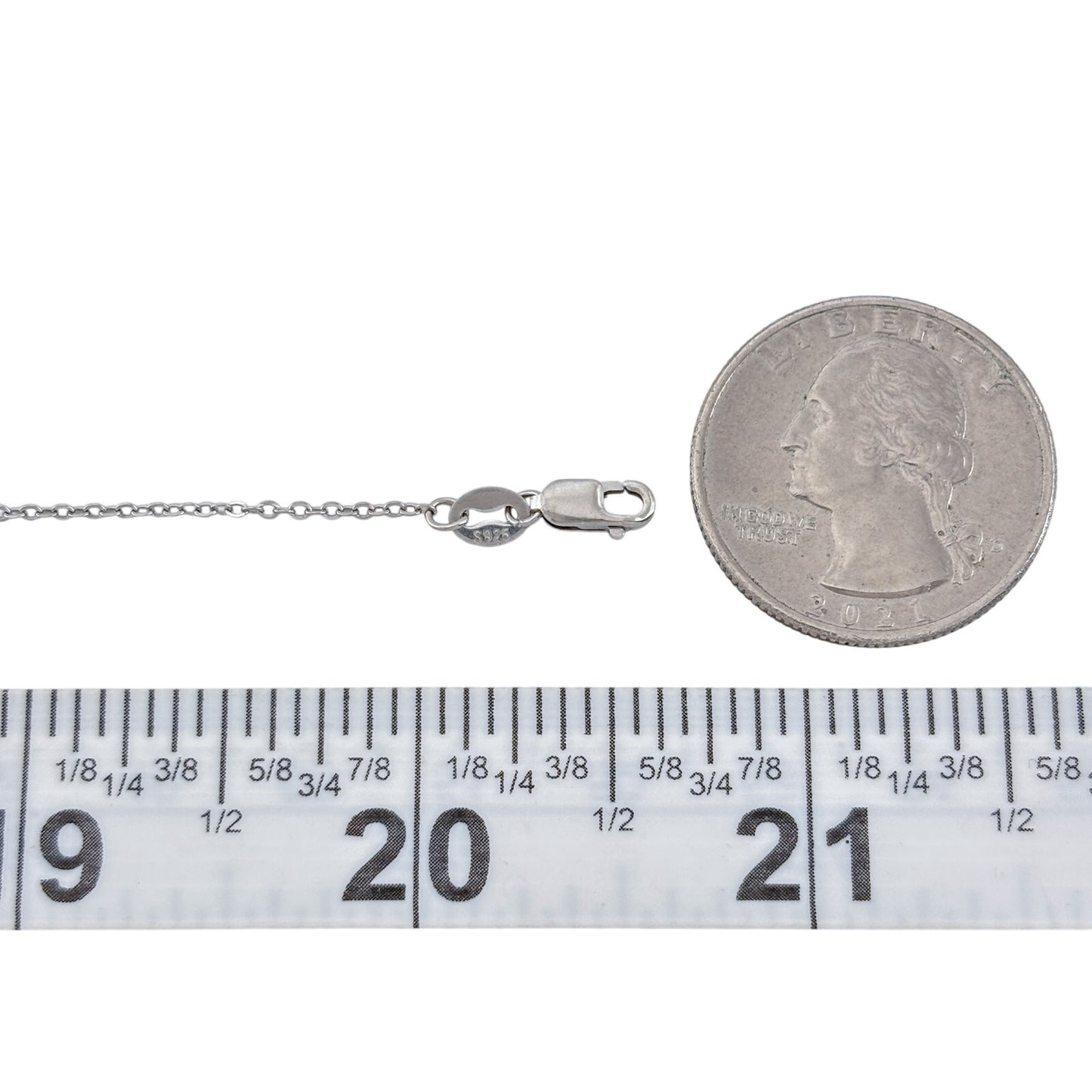 Vintage Sterling Silver 925 Cable Link Chain Necklace 18.5"-20.5"