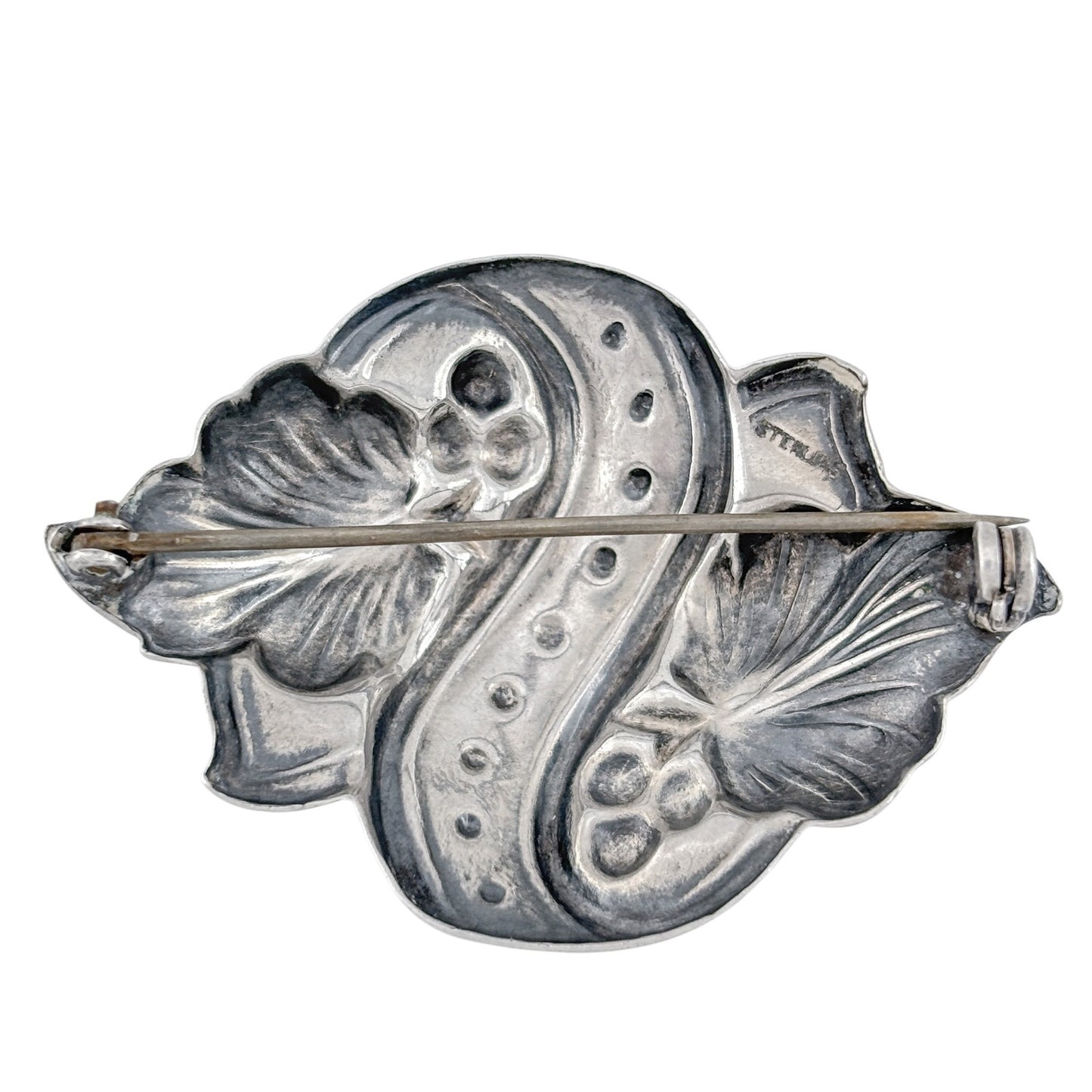 Vintage Sterling Silver 925 Floral Leaf Berry Brooch