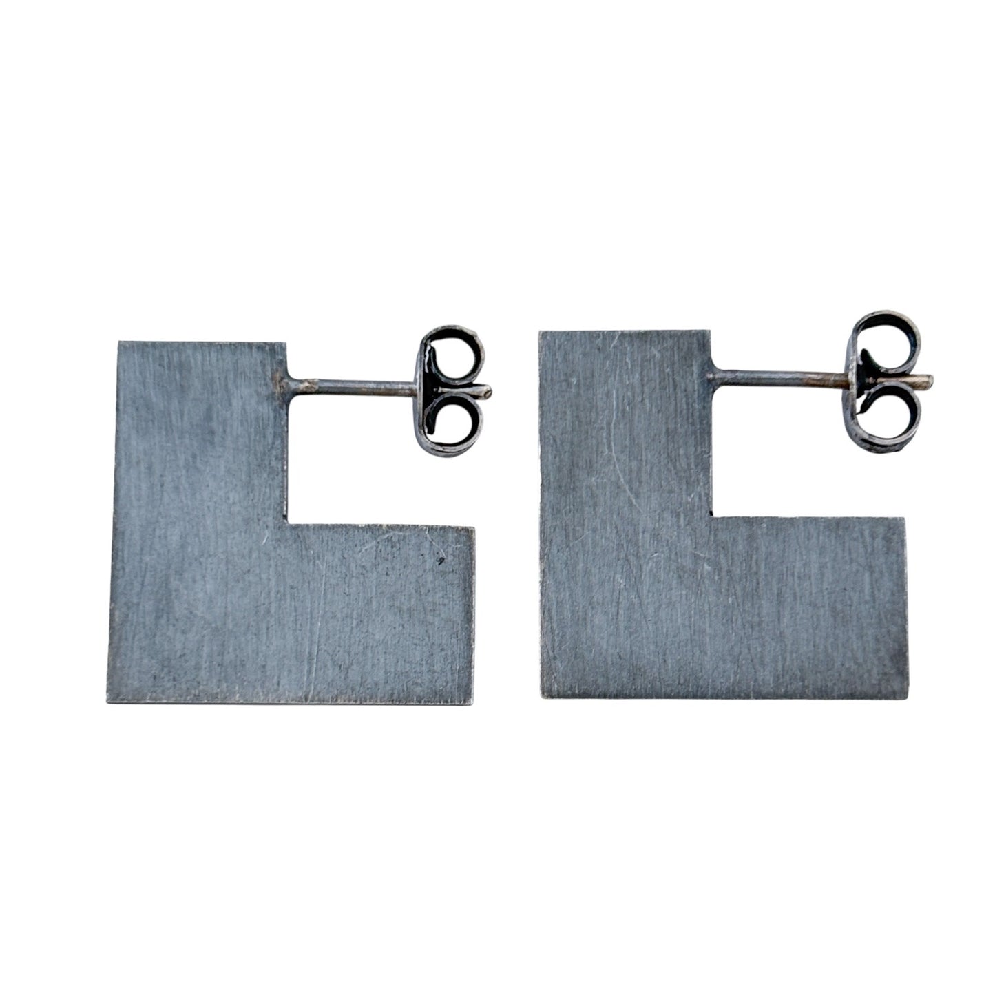Vintage Sterling Silver 925 L Shaped Earrings