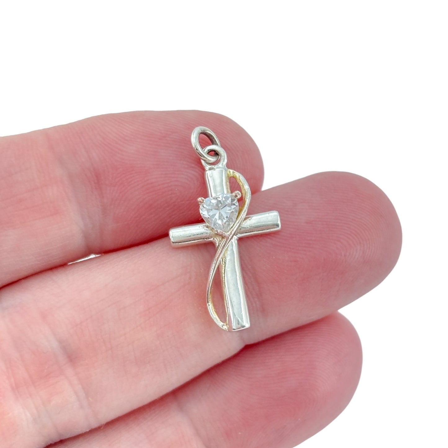 Vintage Silver Plated Faith Hope Love Cross Pendant
