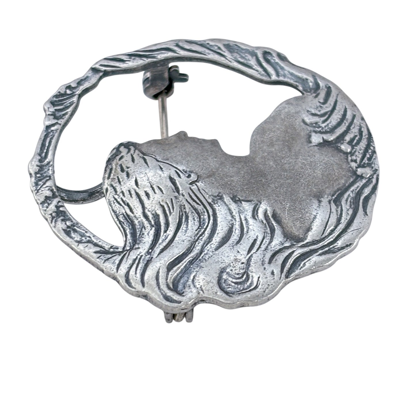 Vintage Sterling Silver 925 Woman Profile Brooch Pendant