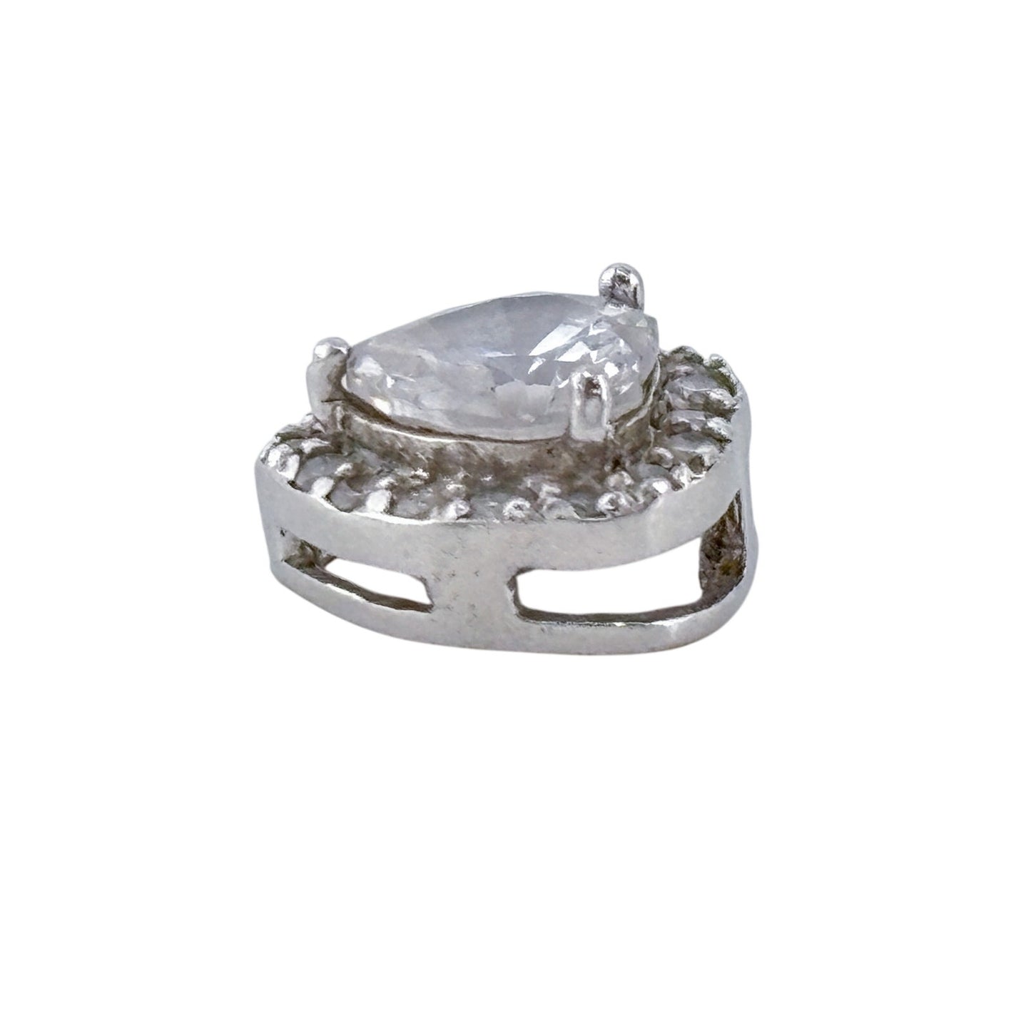 Vintage Sterling Silver 925 Cubic Zirconia Heart Pendant