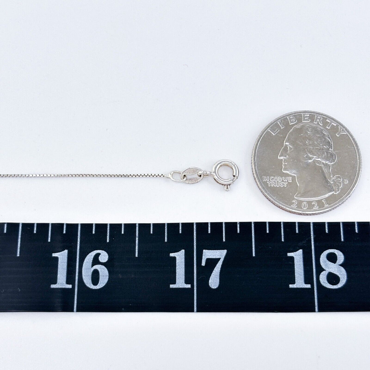 Vintage Italy Sterling Silver 925 Box Chain Necklace 17.25"