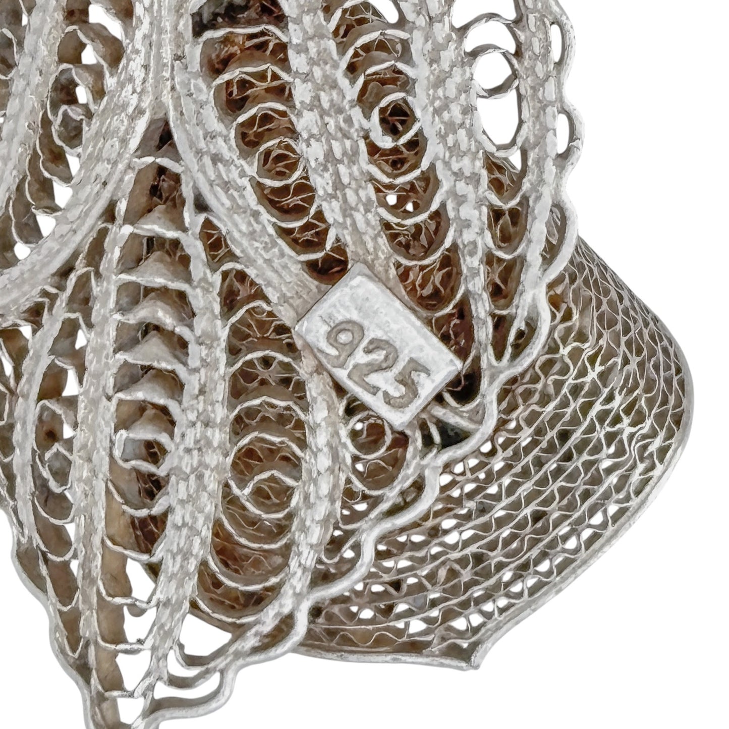 Vintage Sterling Silver 925 Filigree Floral Pendant