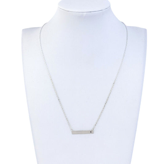 Vintage Sterling Silver 925 Ombre Bar "K" Pendant Necklace | 16"-18"