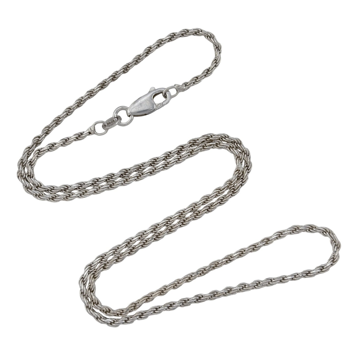 Vintage Italian Sterling Silver 925 Rope Link Chain Necklace 18"