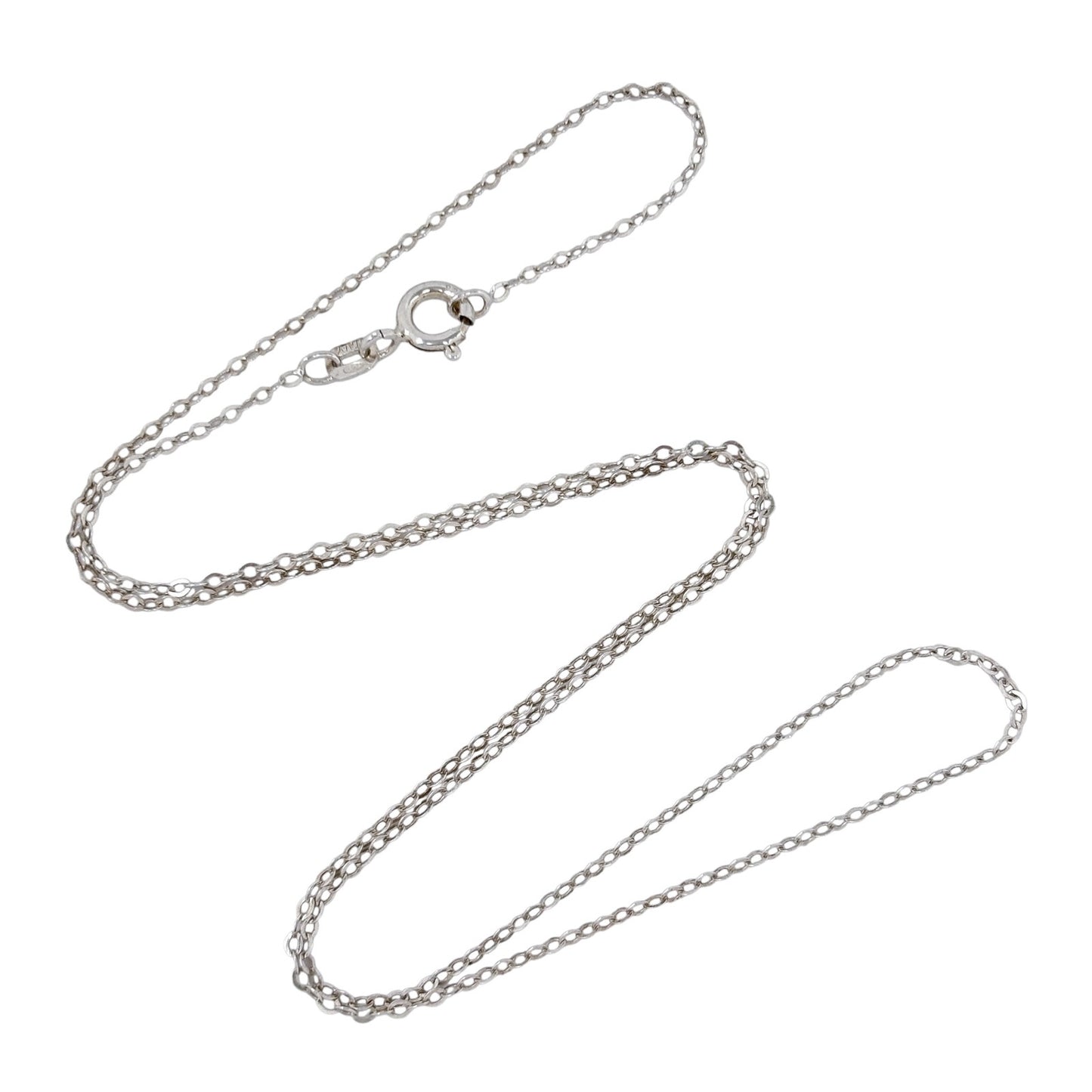 Silver chain necklace on a white background
