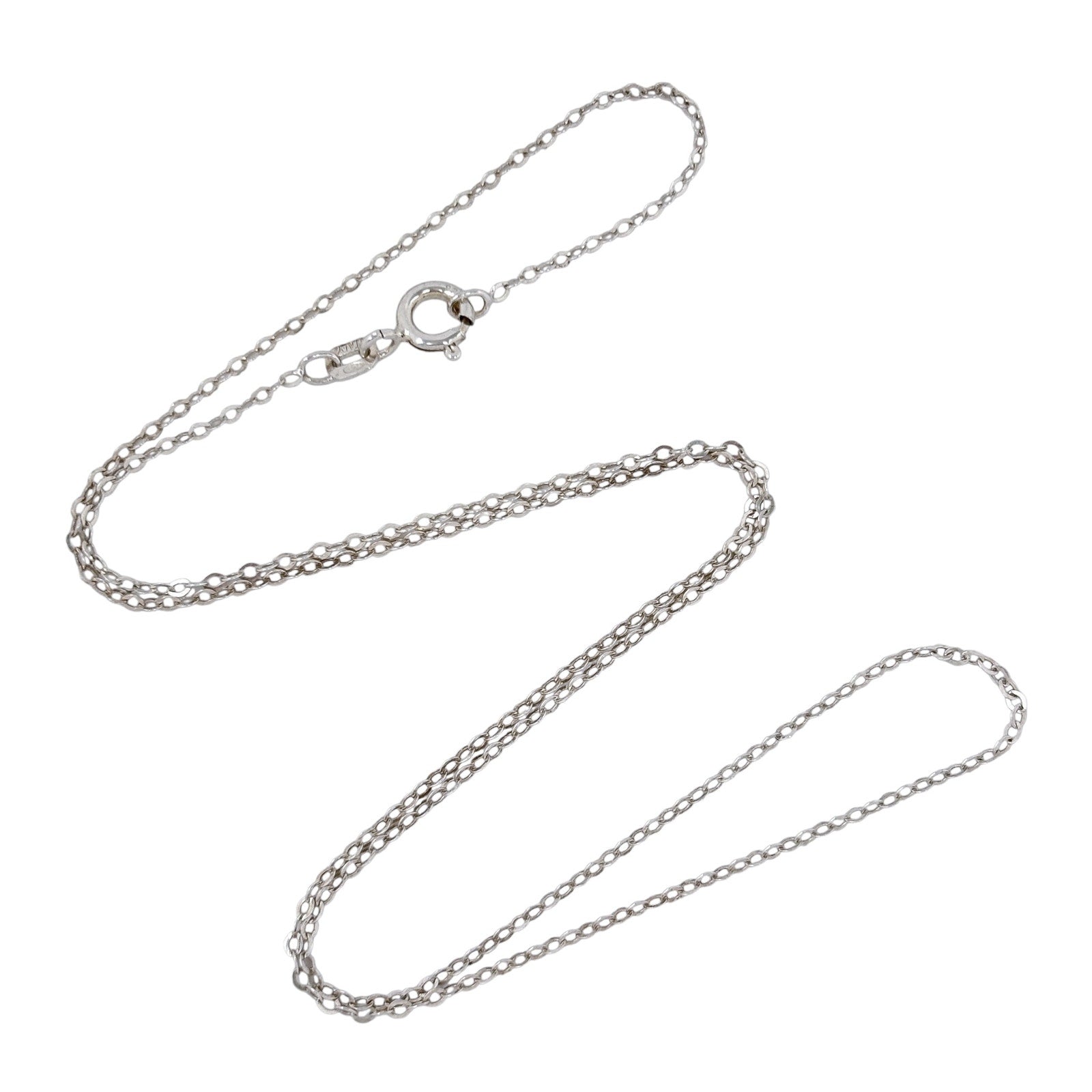 Silver chain necklace on a white background