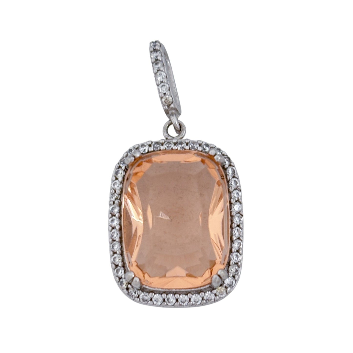 Vintage Sterling Silver 925 Peach Cubic Zirconia Pendant