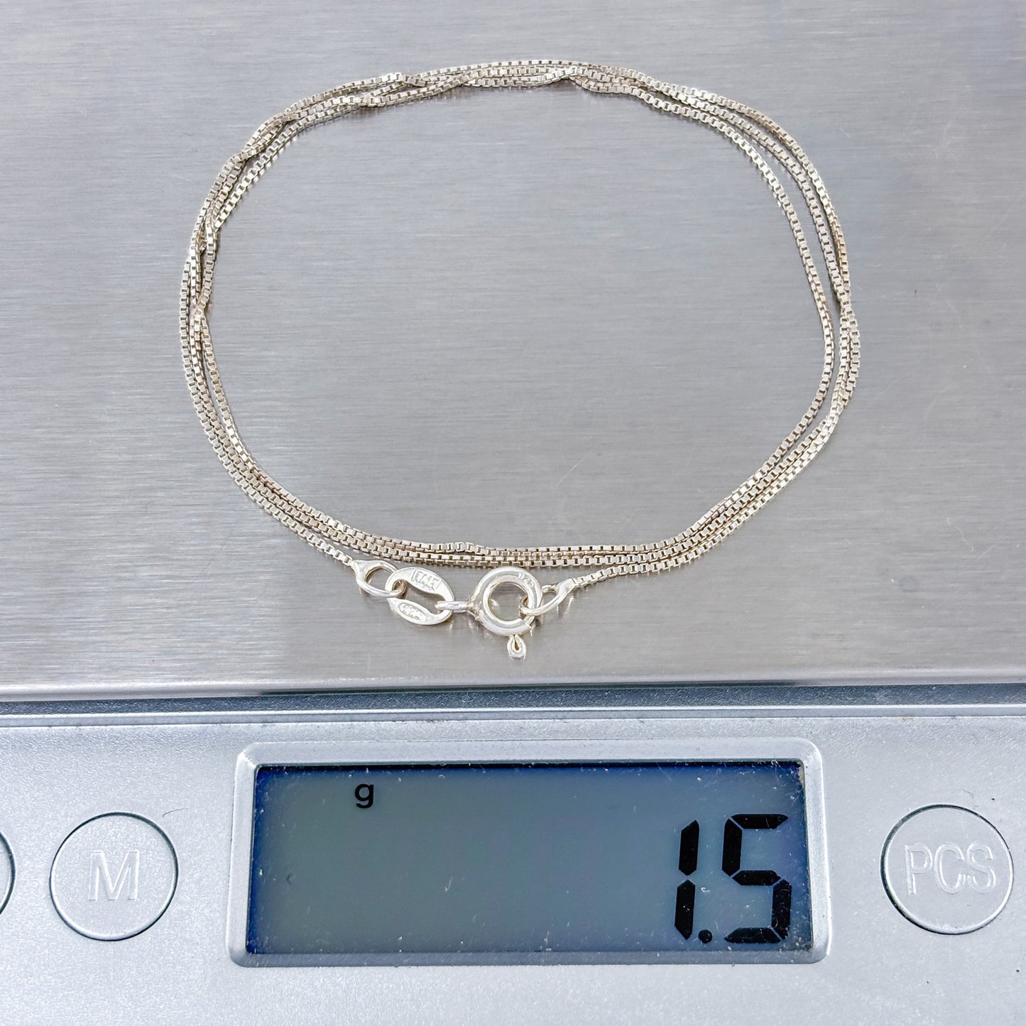 Vintage Sterling Silver 925 Box Chain Necklace 18"