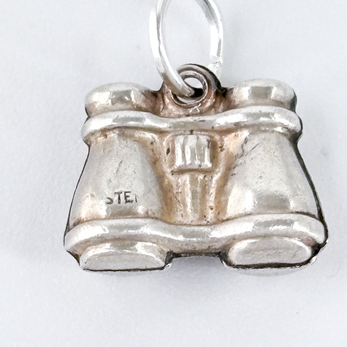 Sterling Silver 925 Binoculars Charm Pendant | Vintage Bird Watcher Jewelry