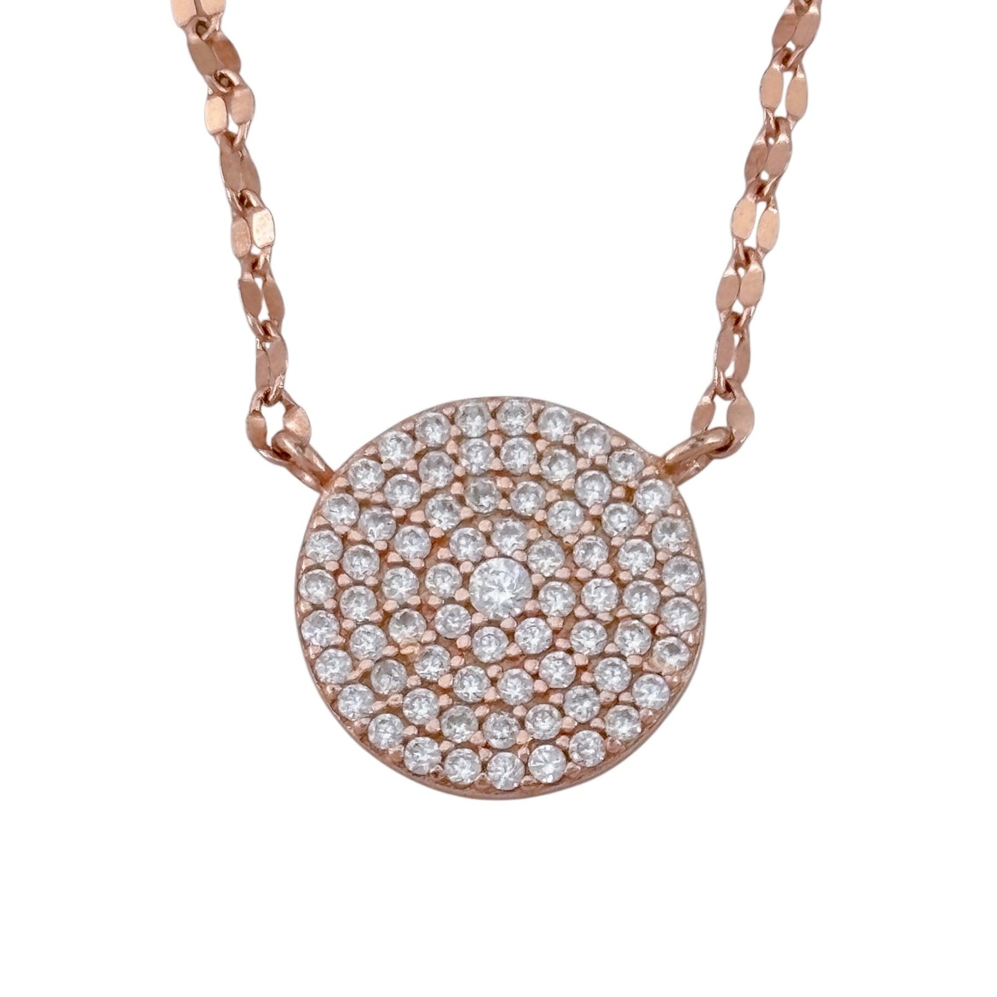 Vintage Rose Gold-Tone Sterling Silver 925 Cubic Zirconia Necklace 18"-20"