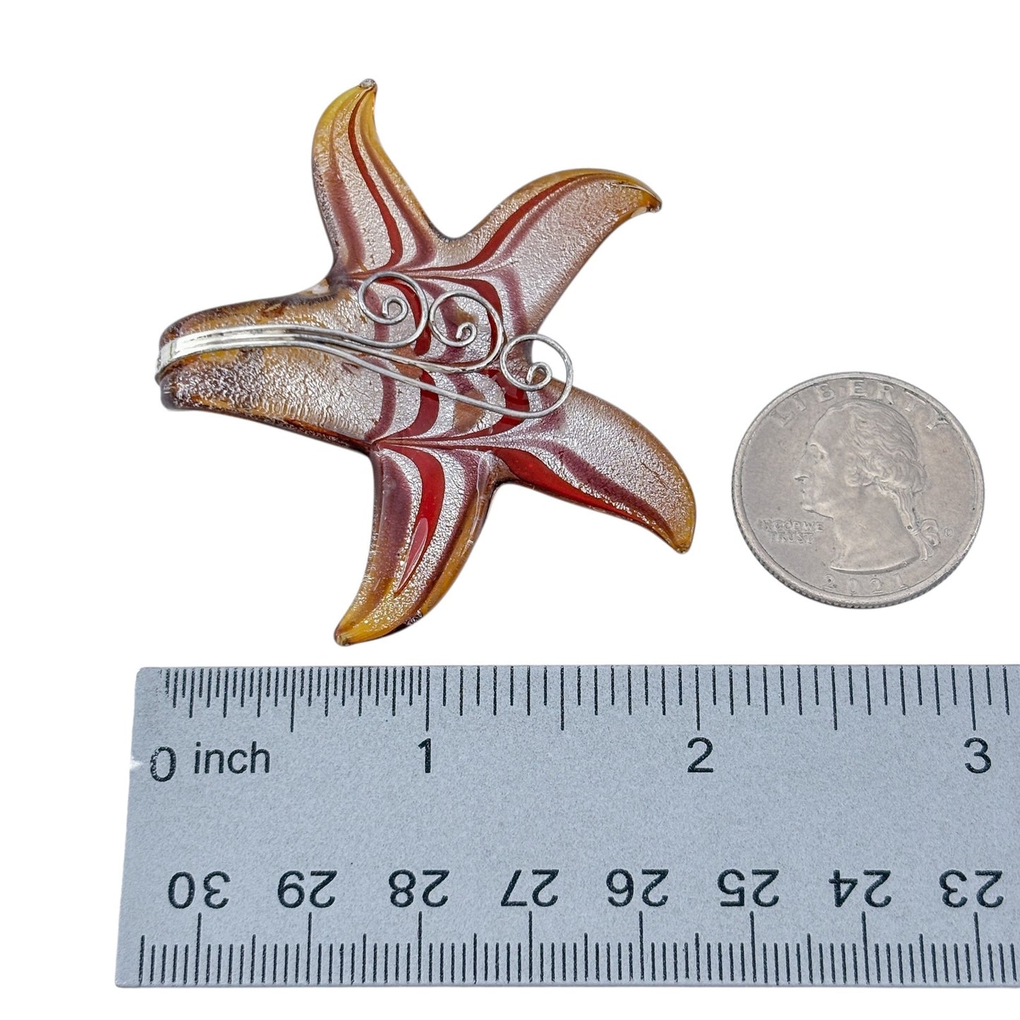 Vintage Sterling Silver 925 Starfish Glass Pendant
