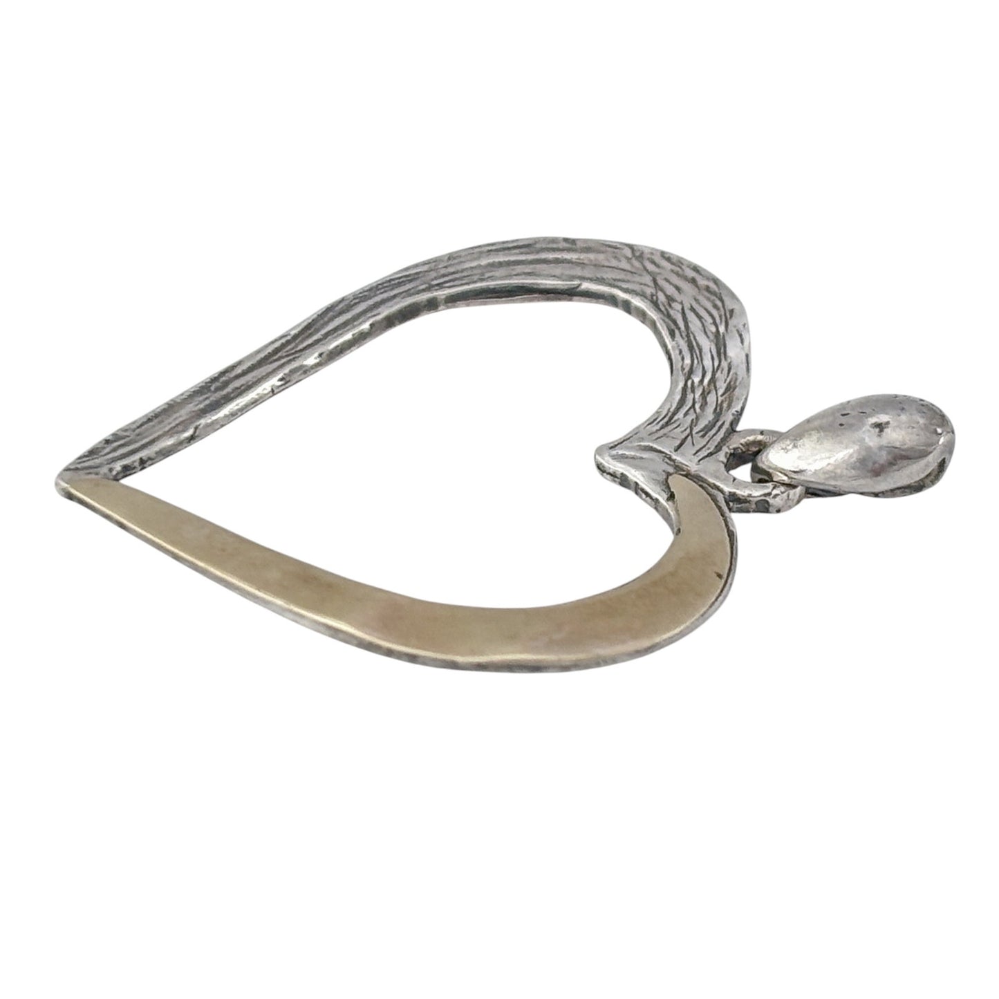 Vintage Sterling Silver 925 Two Tone Heart Pendant
