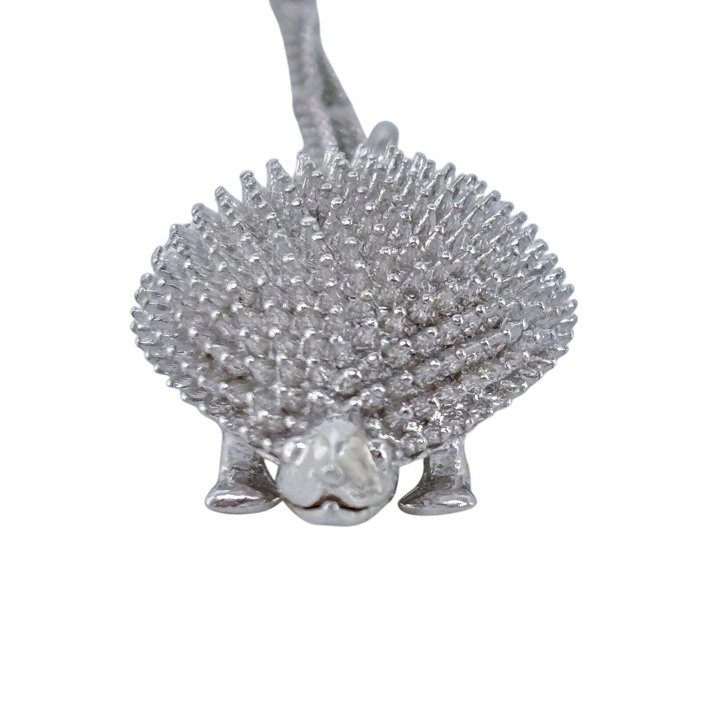 Vintage Sterling Silver 925 Hedgehog Pendant Necklace 15.5"-17.5"