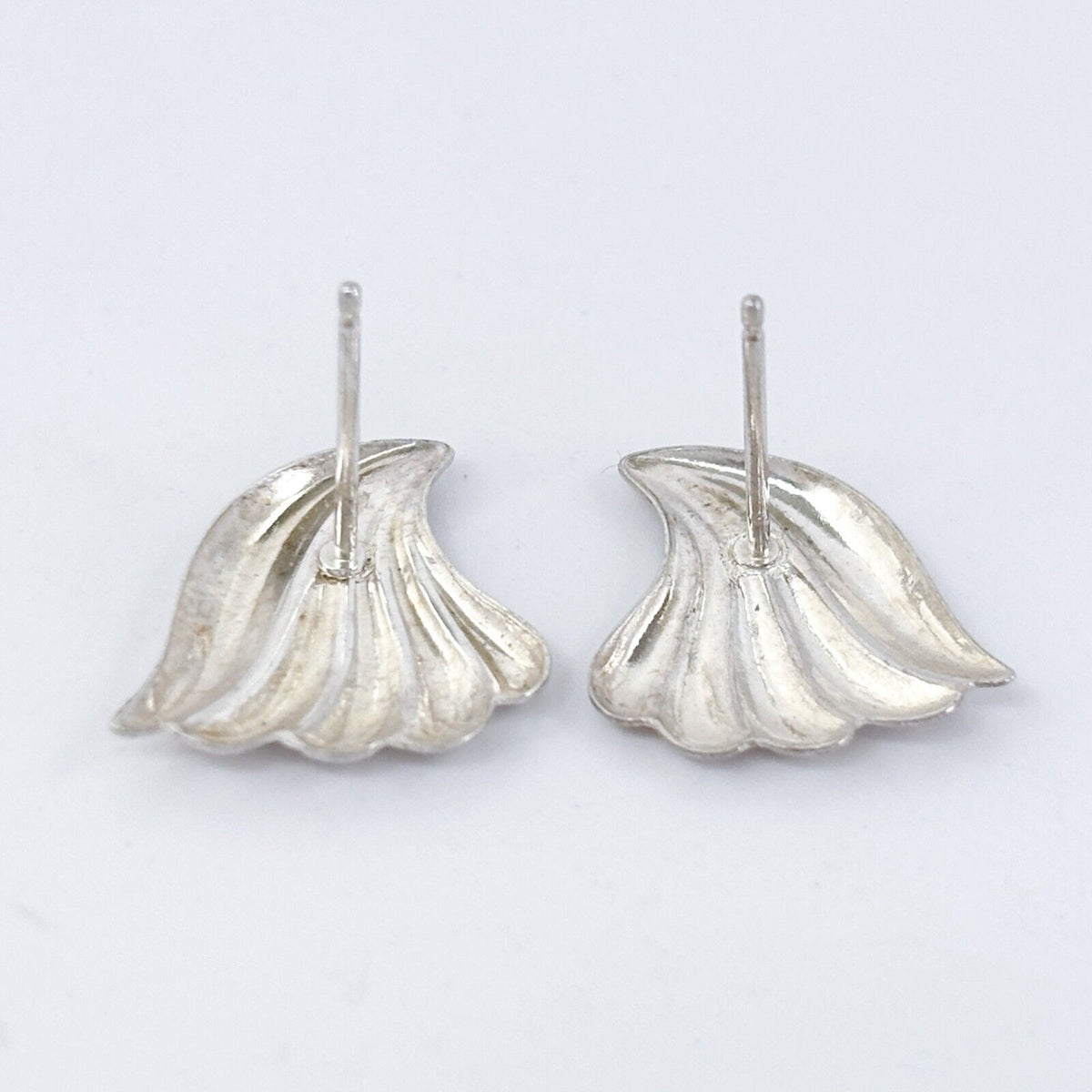 Vintage Sterling Silver 925 Winged Fan Stud Earrings