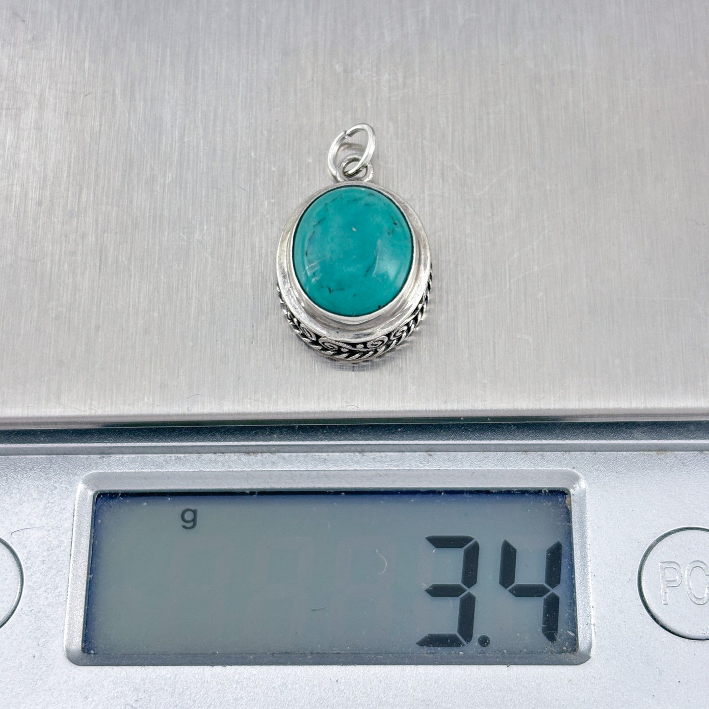 Vintage Sterling Silver 925 Turquoise Pendant