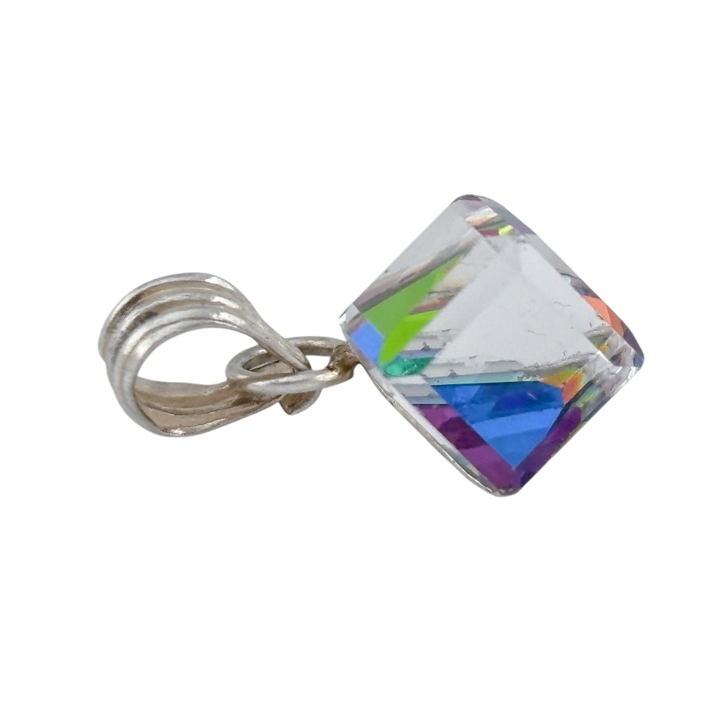 Vintage Sterling Silver 925 Rainbow Crystal Pendant