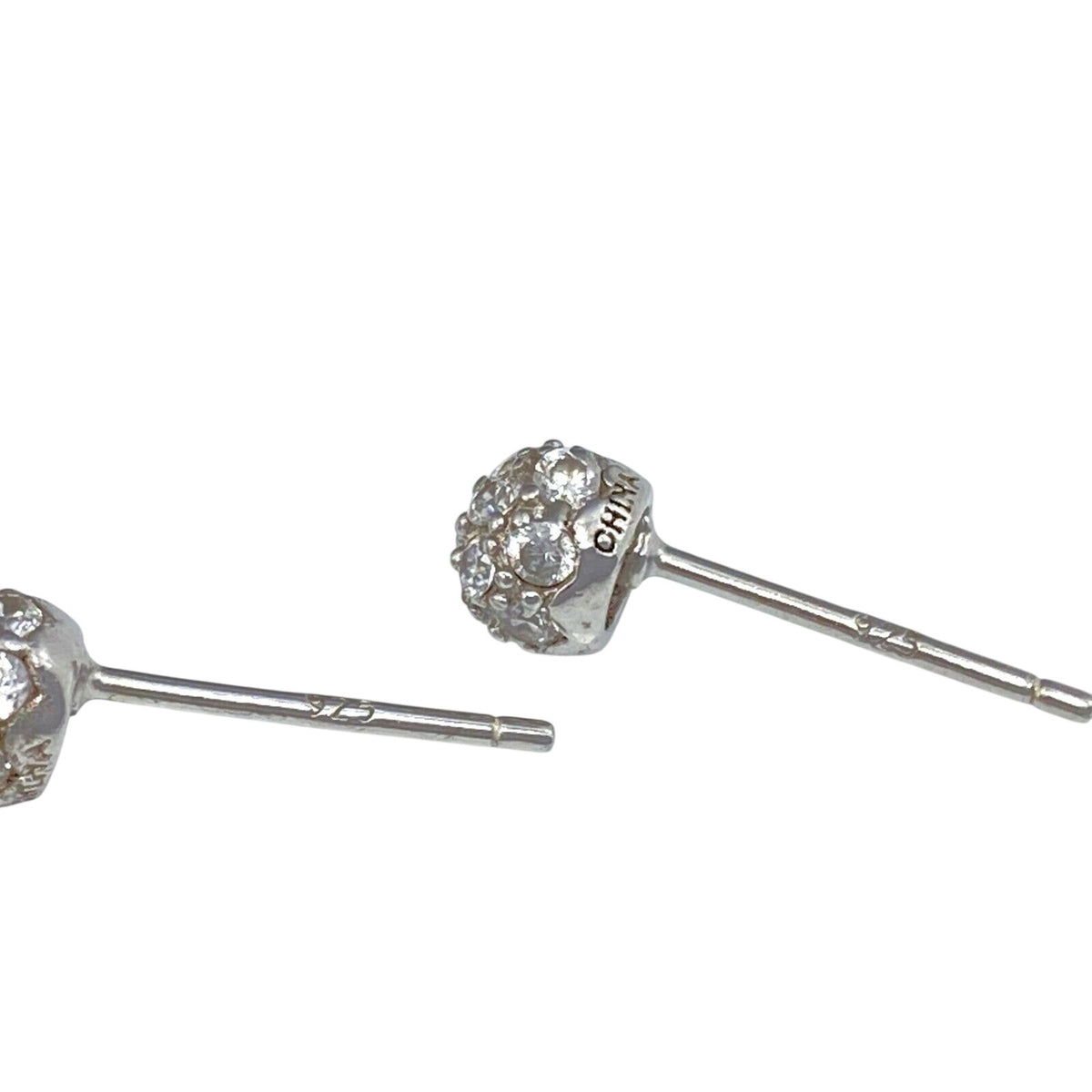 Vintage Sterling Silver 925 Crystal Ball Stud Earrings