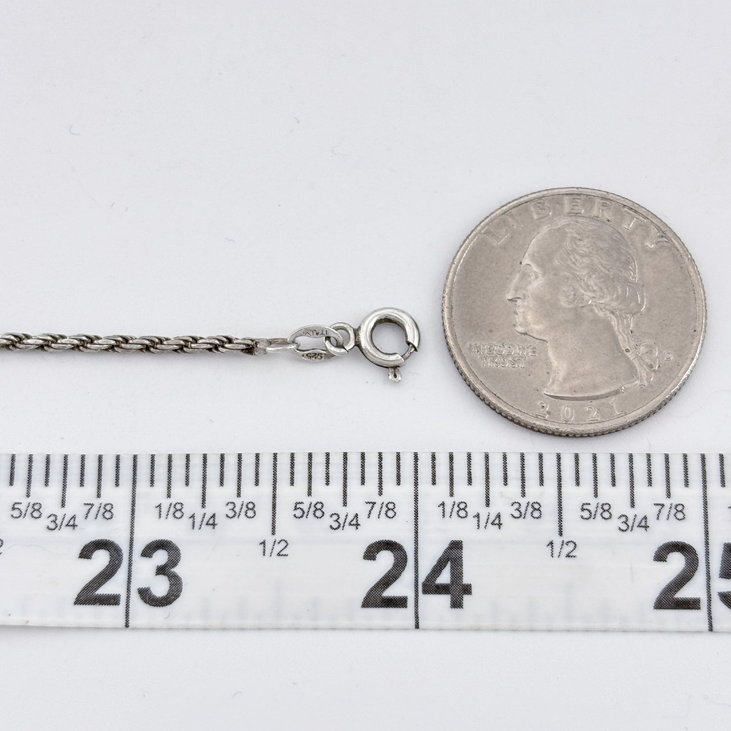 Vintage Italian Sterling Silver 925 Rope Link Chain Necklace 24"